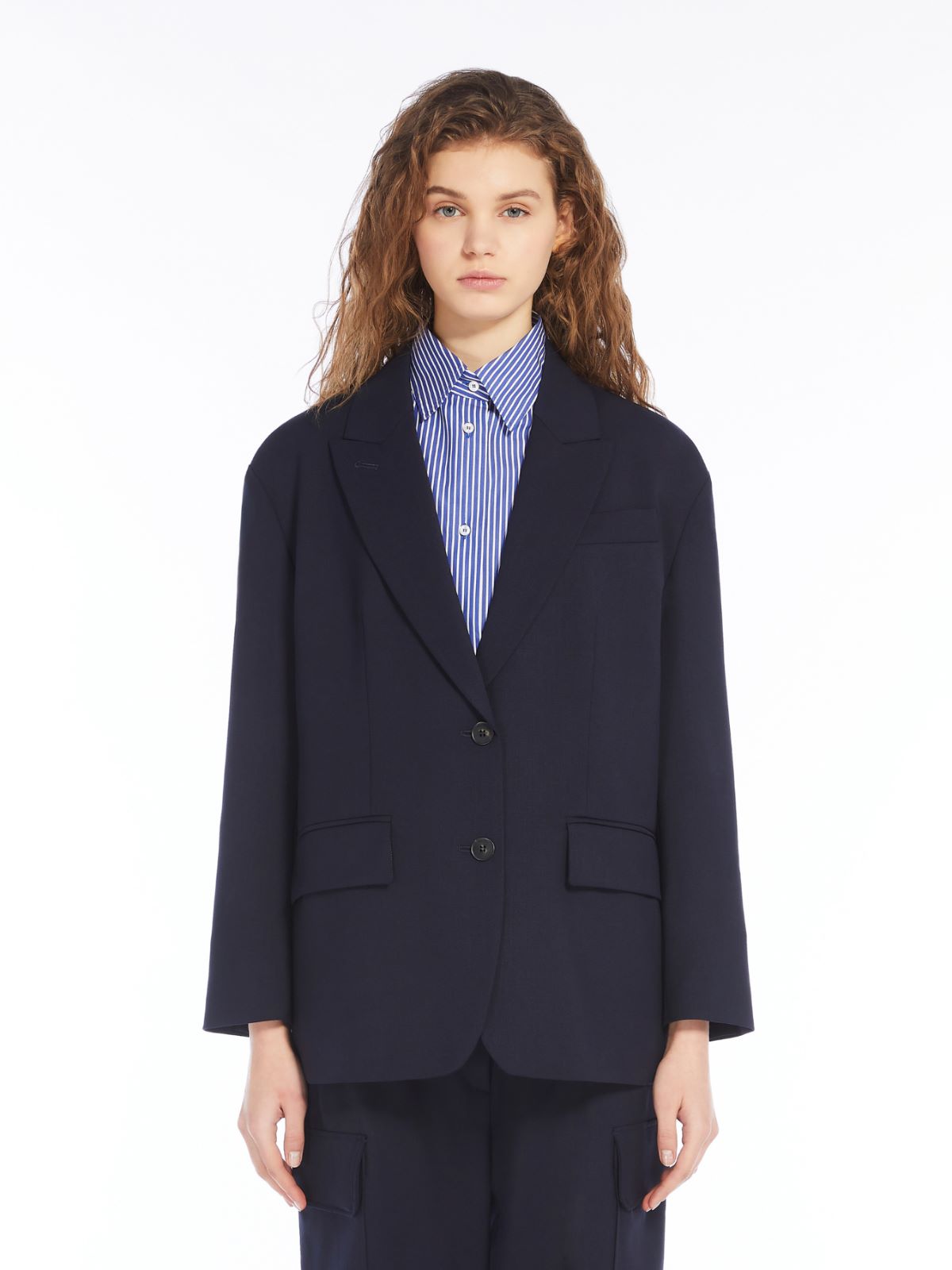 Oversized wool-blend gabardine blazer