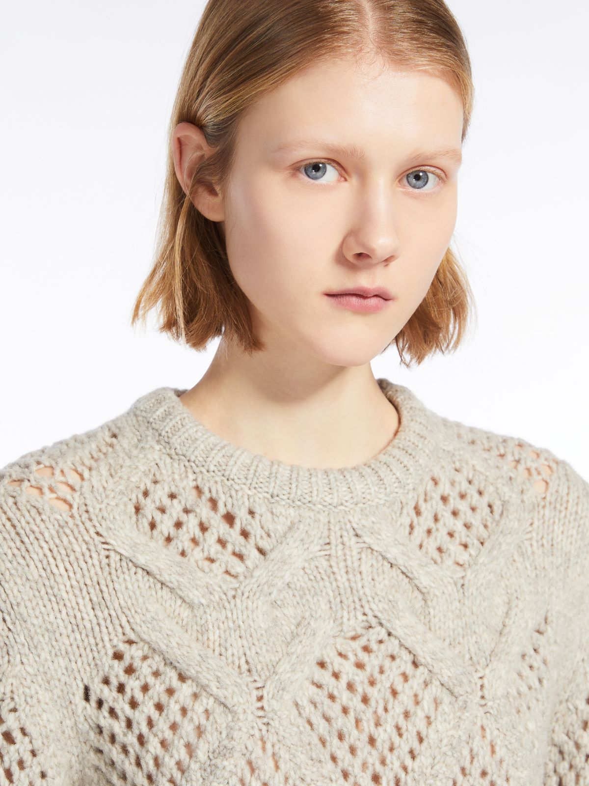 Diamond-knit crew-neck sweater