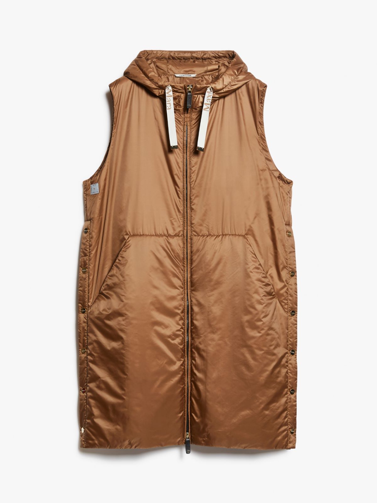 Water-repellent canvas midi gilet
