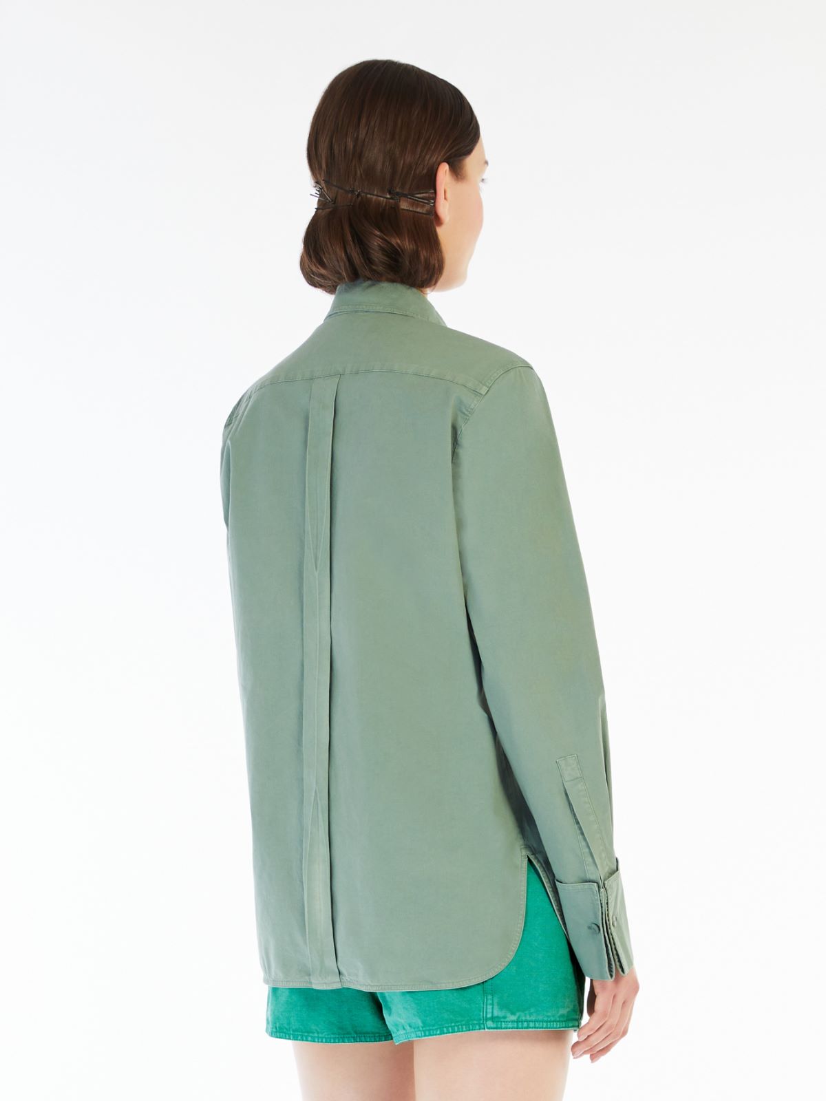 Stretch canvas fitted shirt