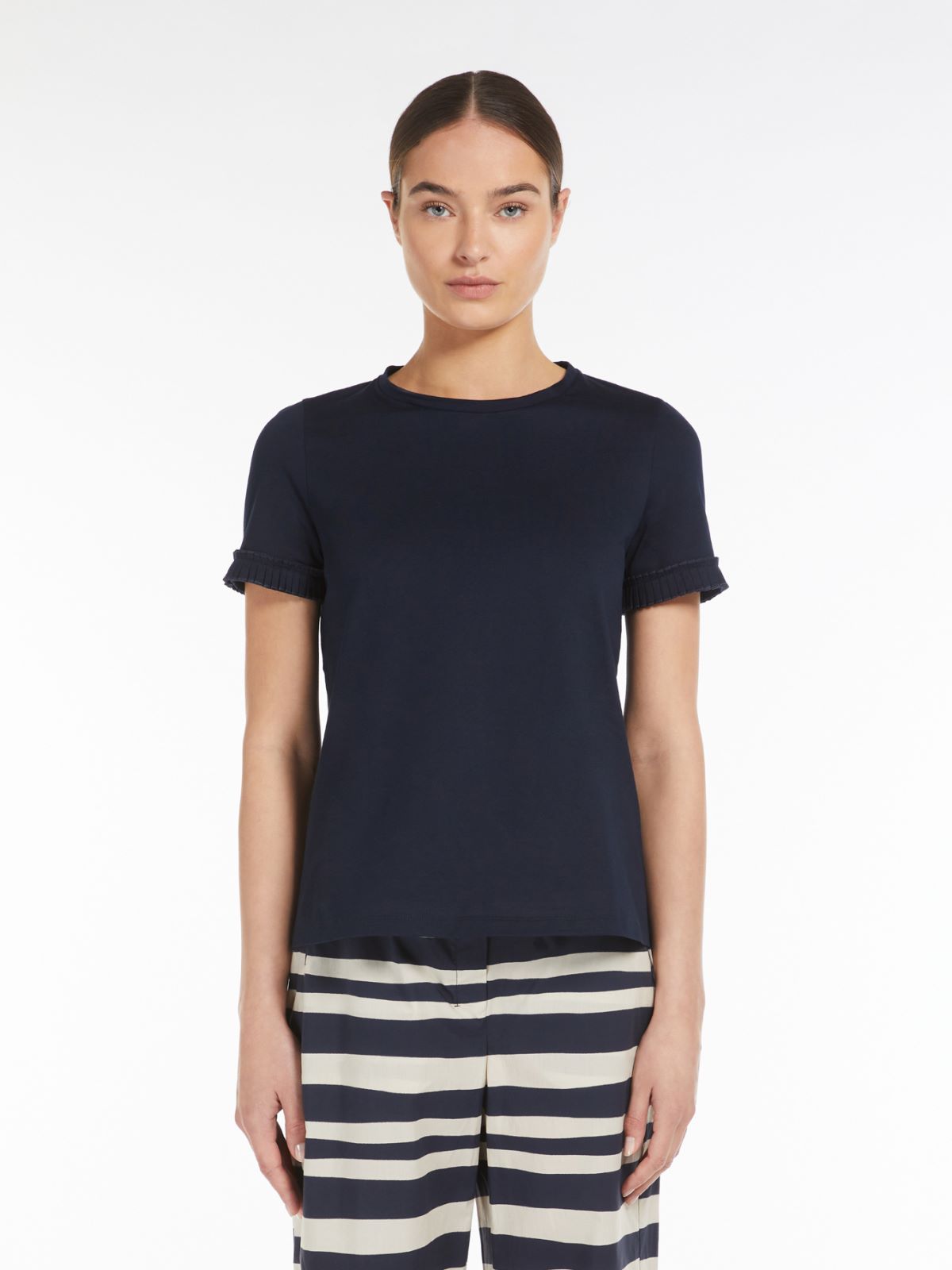 Ruched cotton jersey T-shirt