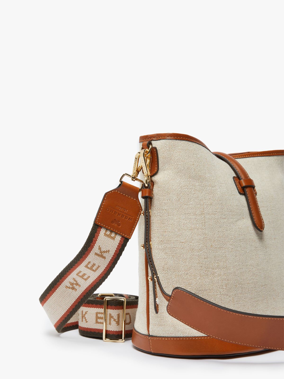 Resin-coated canvas bucket bag
