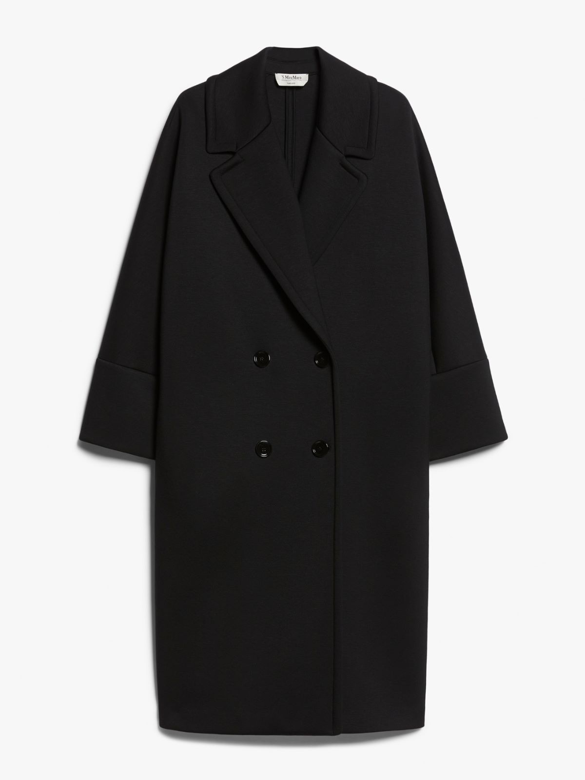 Double-breasted coat in scuba jersey