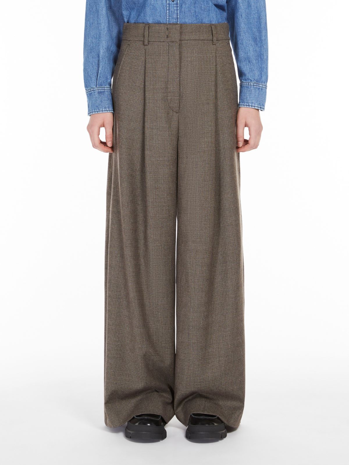 Wool flannel palazzo trousers