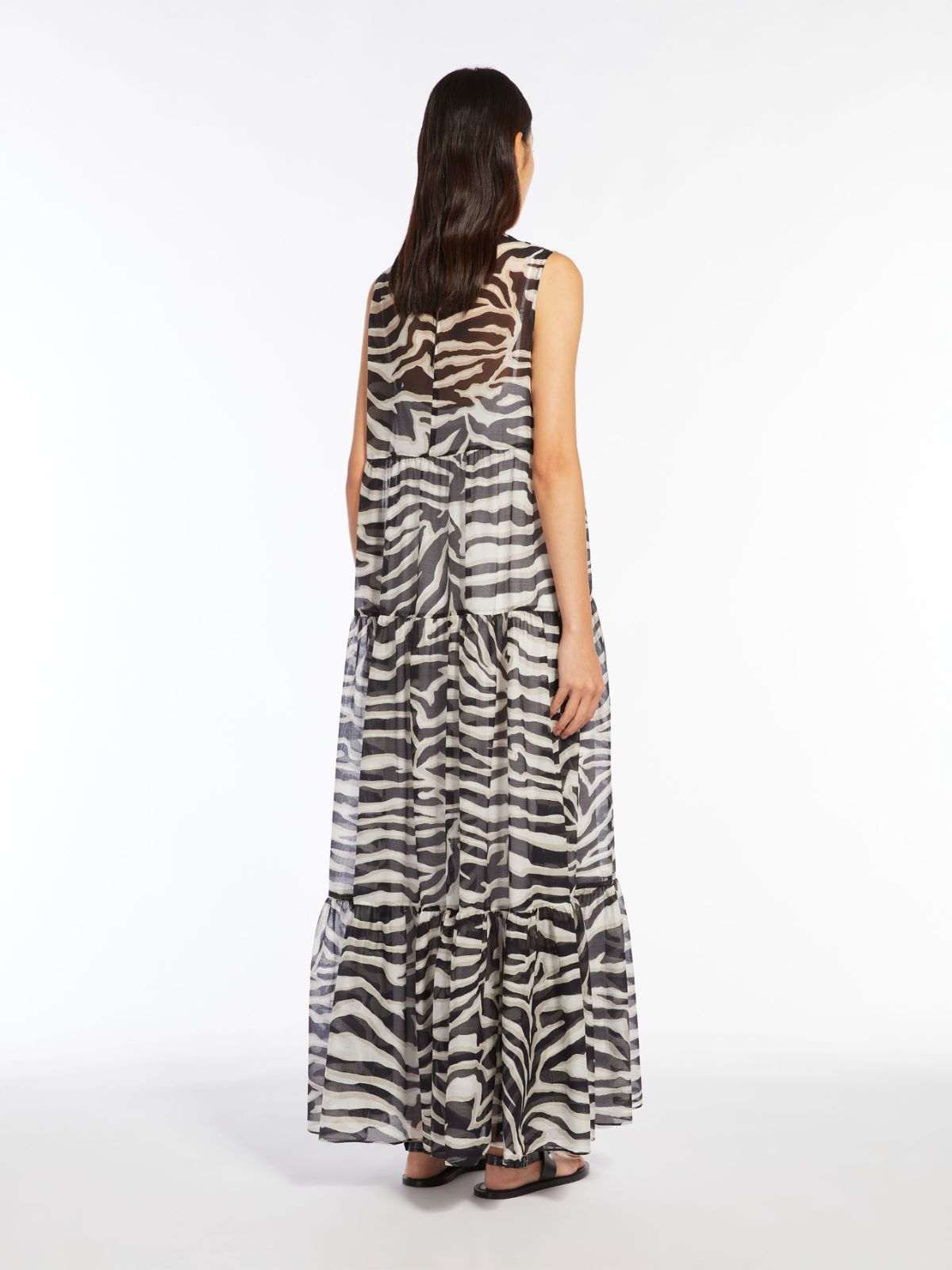 Long animal-print muslin dress