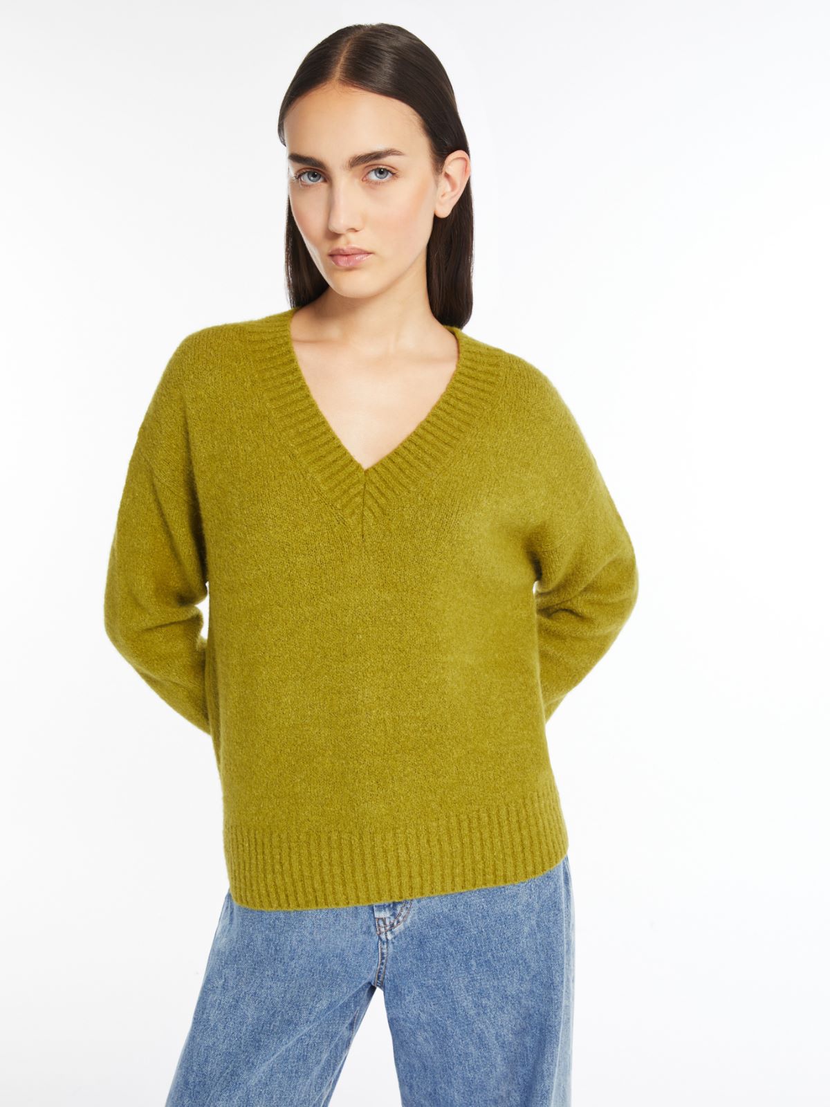 Alpaca and cotton V-neck sweater