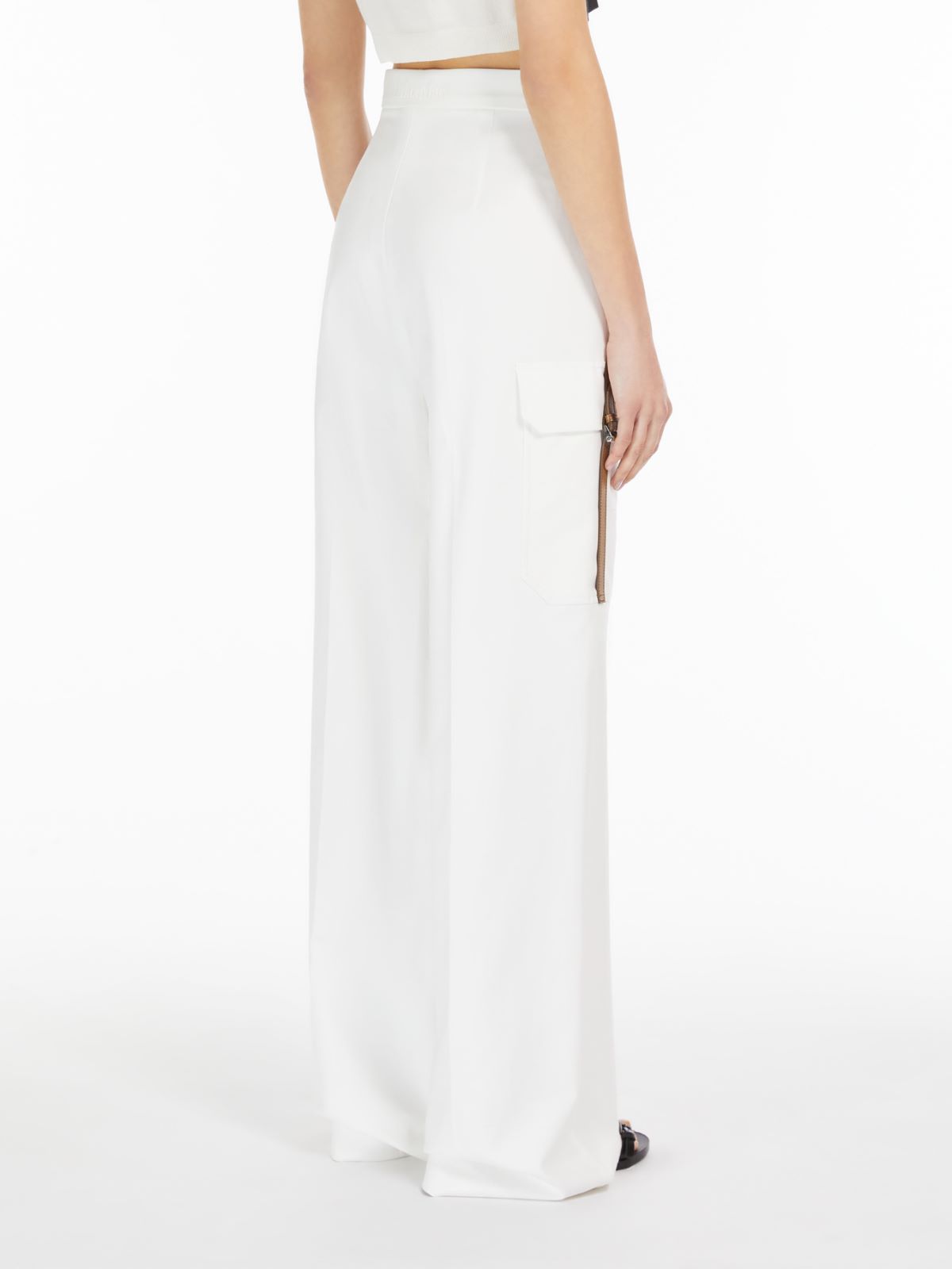 Stretch satin wide trousers