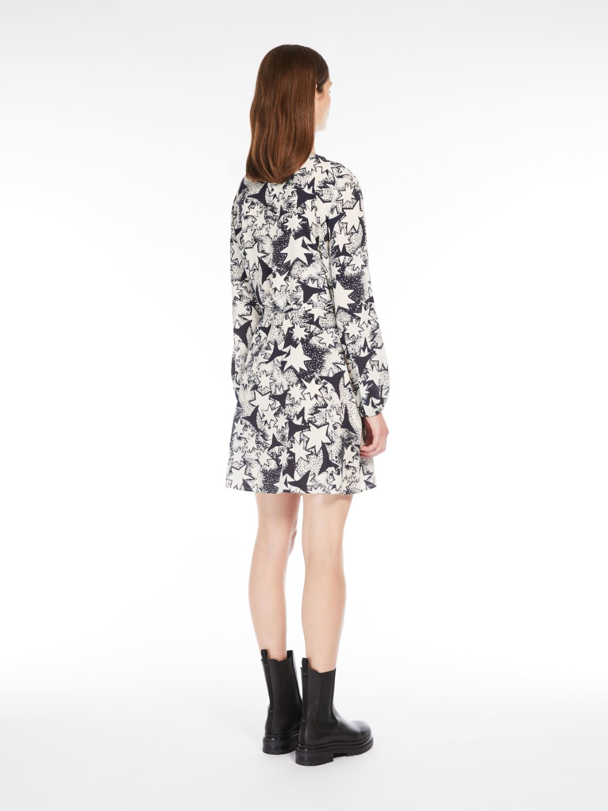 Printed crepe de chine dress