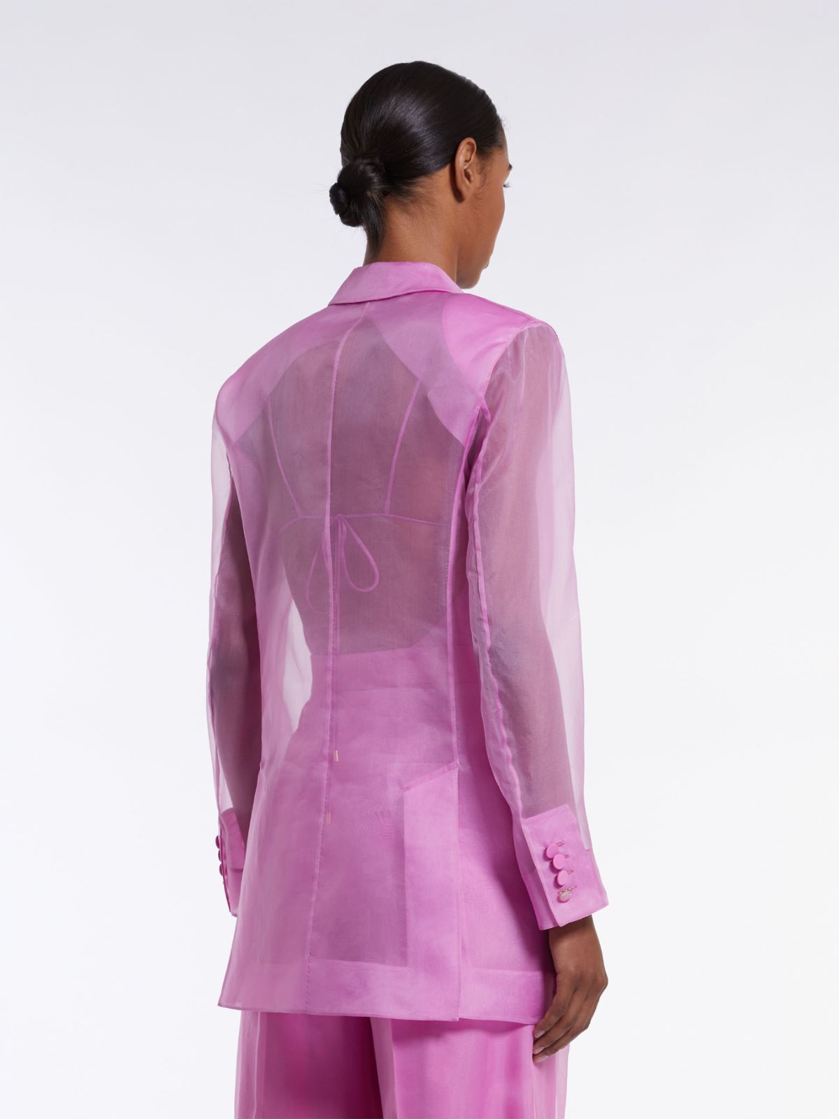 Silk organza double-breasted blazer