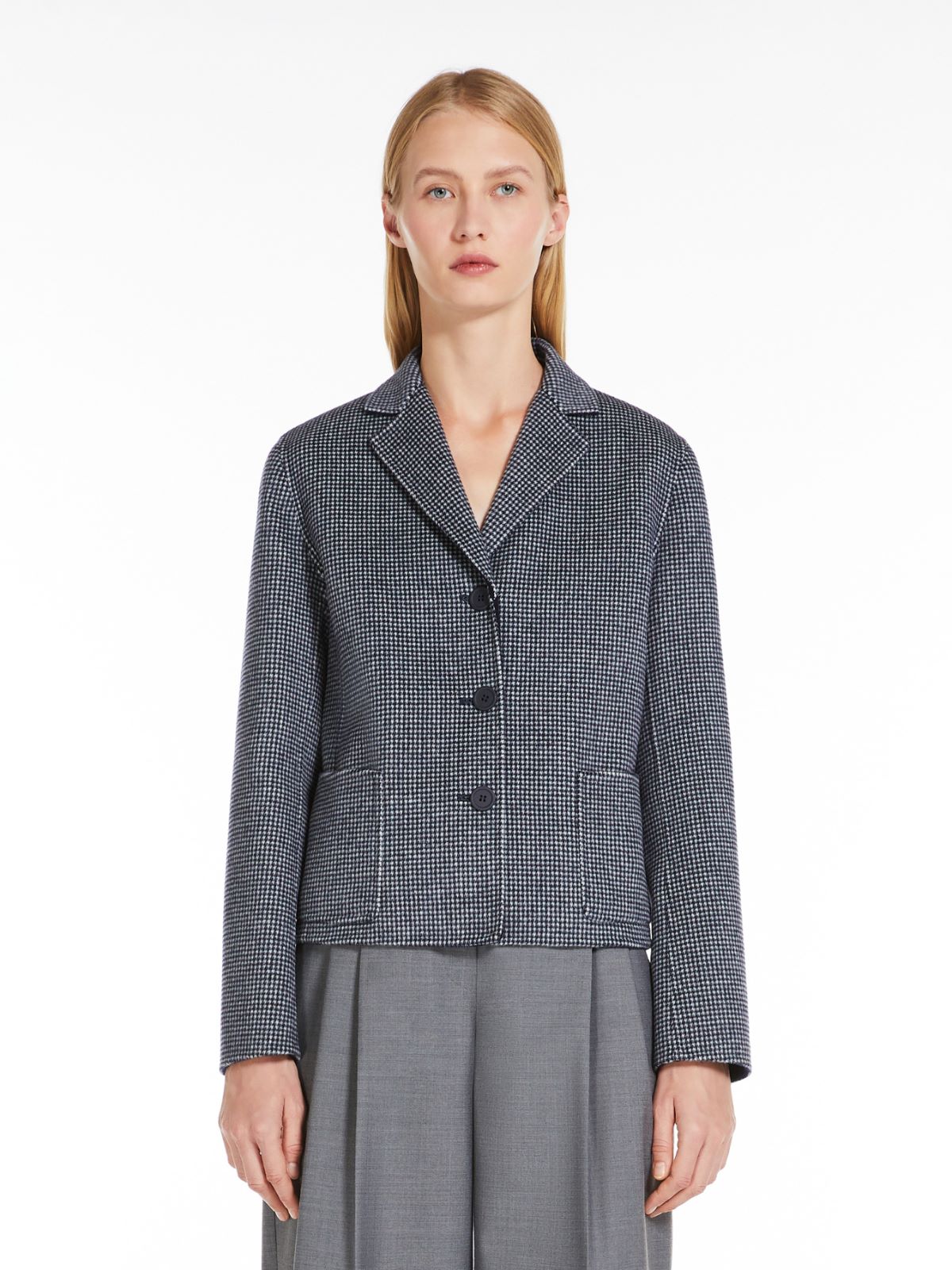 Patterned wool single-breasted jacket