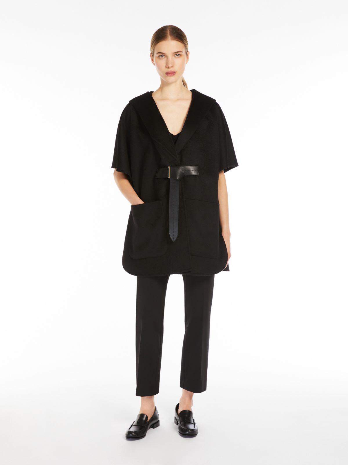 Sable-look cashmere cape