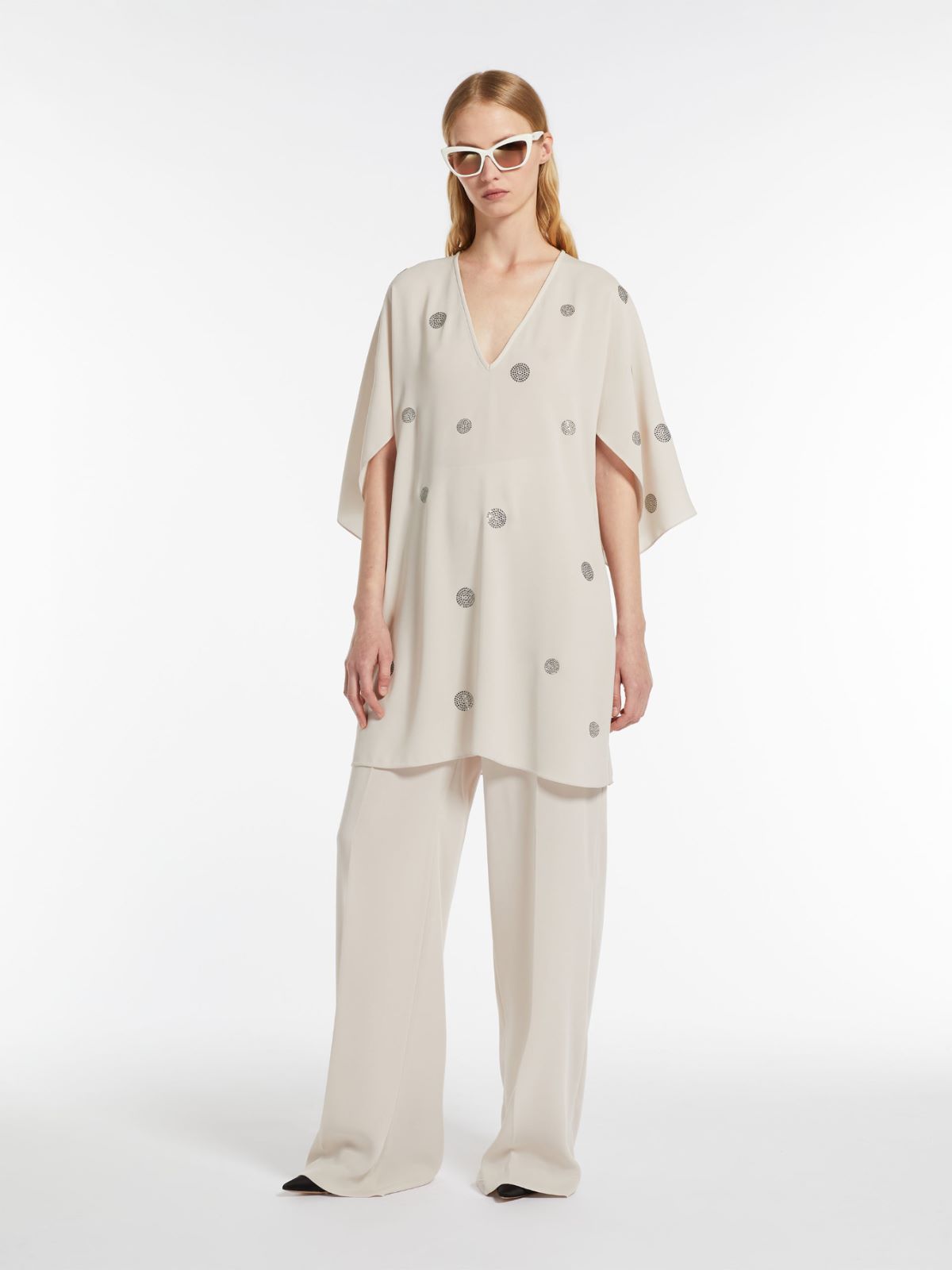 Embroidered cady blouse