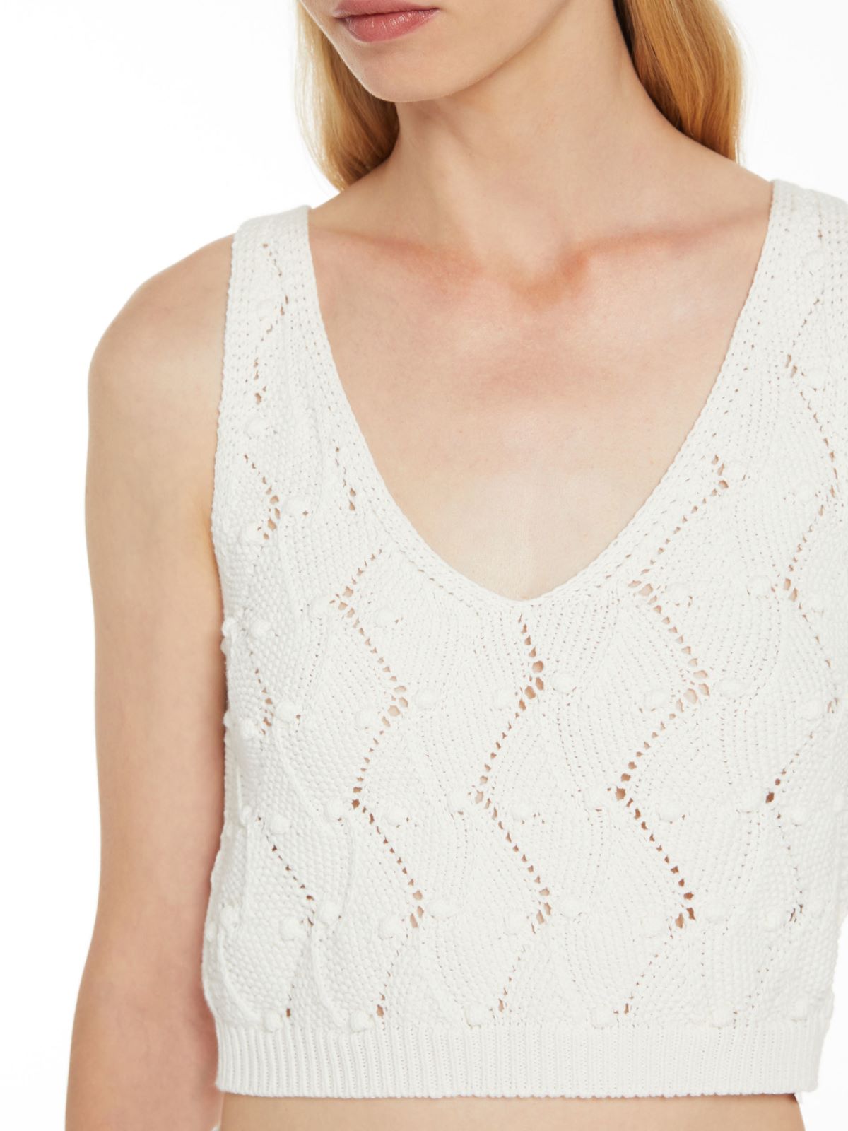 Patterned cotton-blend crop top