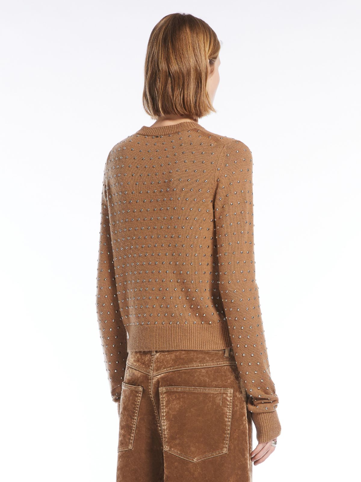 Studded cashmere-blend crew-neck sweater
