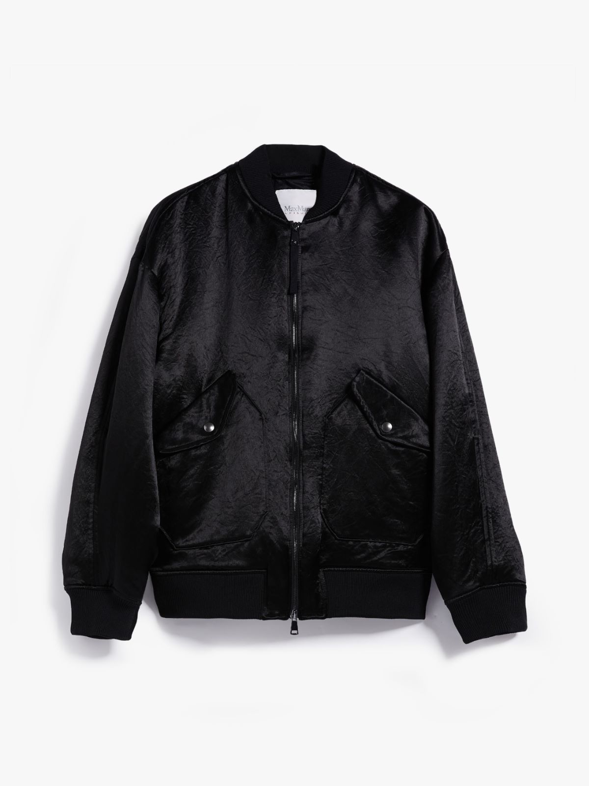 Oversized technical satin bomber jacket