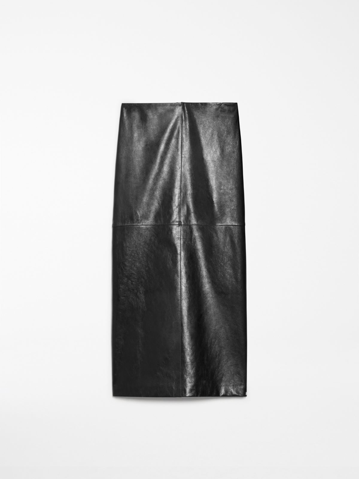 Nappa-leather midi skirt
