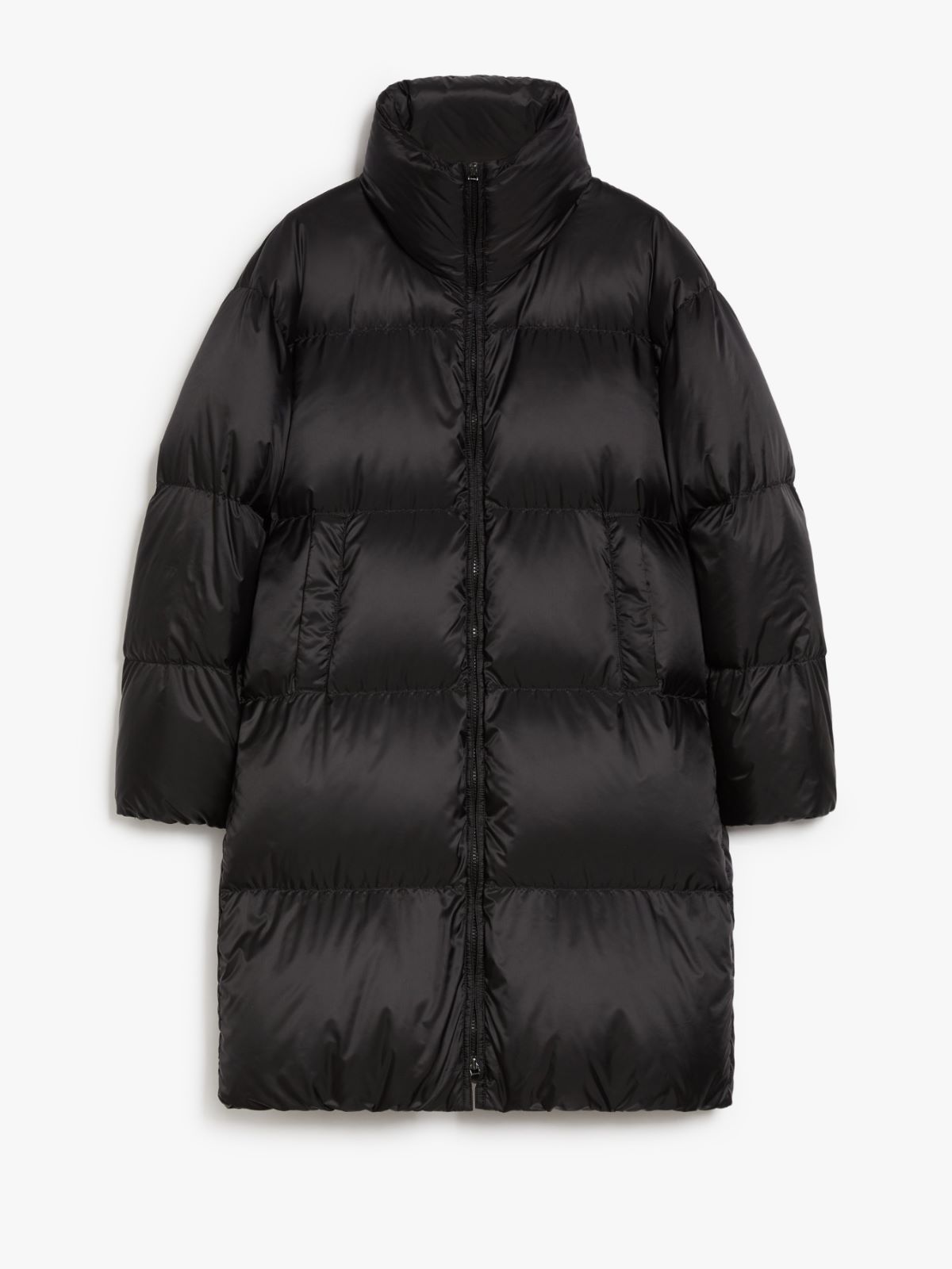 Long down jacket in water-repellent canvas