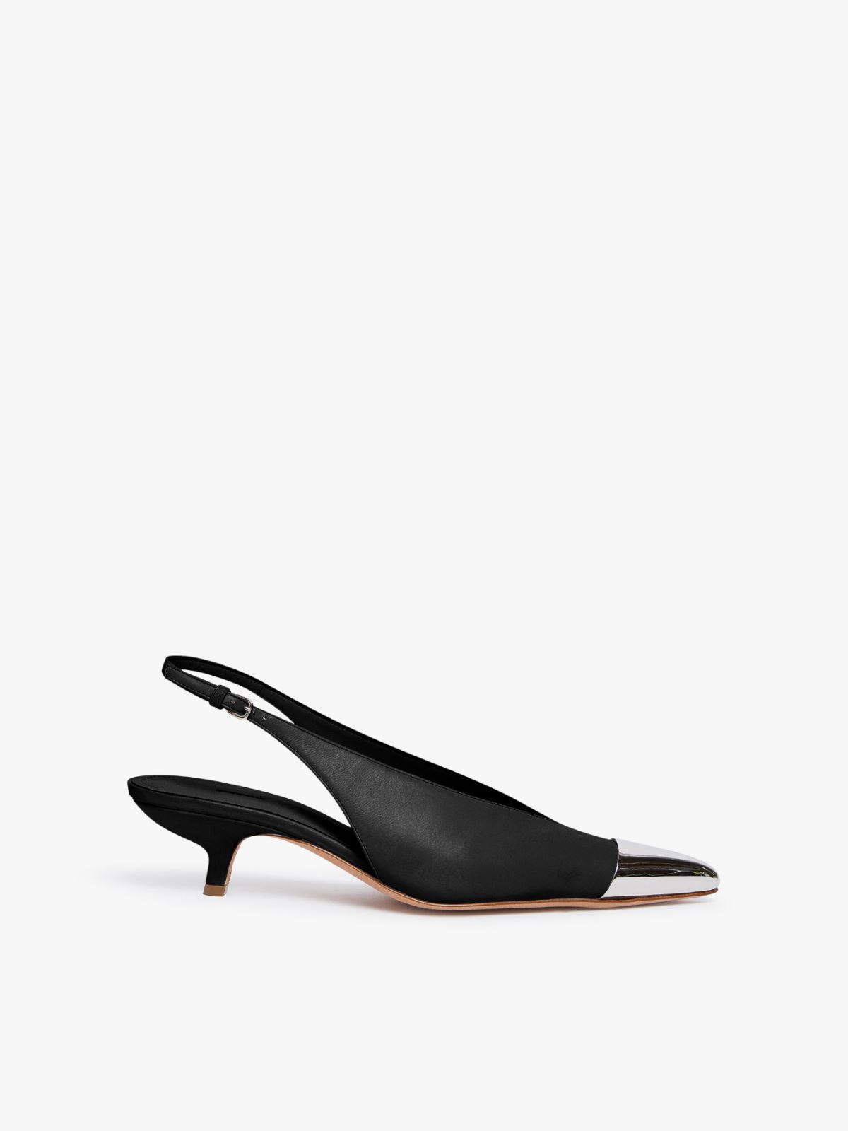 Metal-toe slingbacks