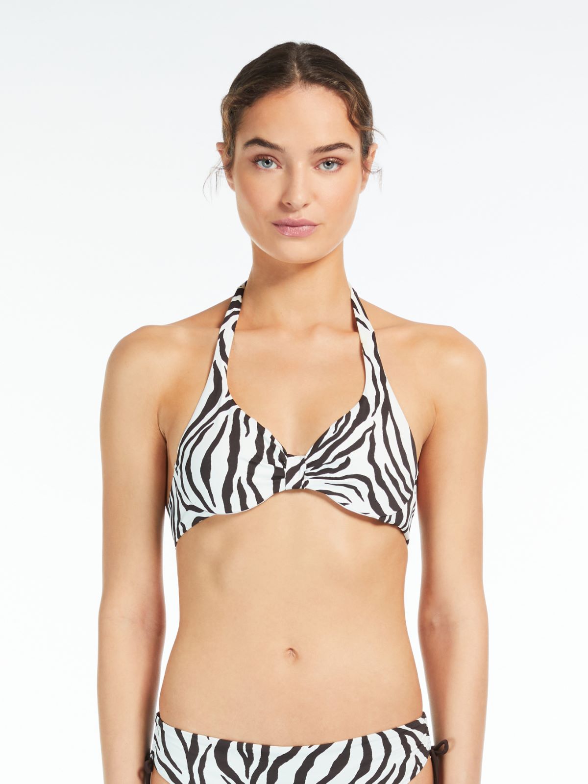 Bikini top in patterned nylon