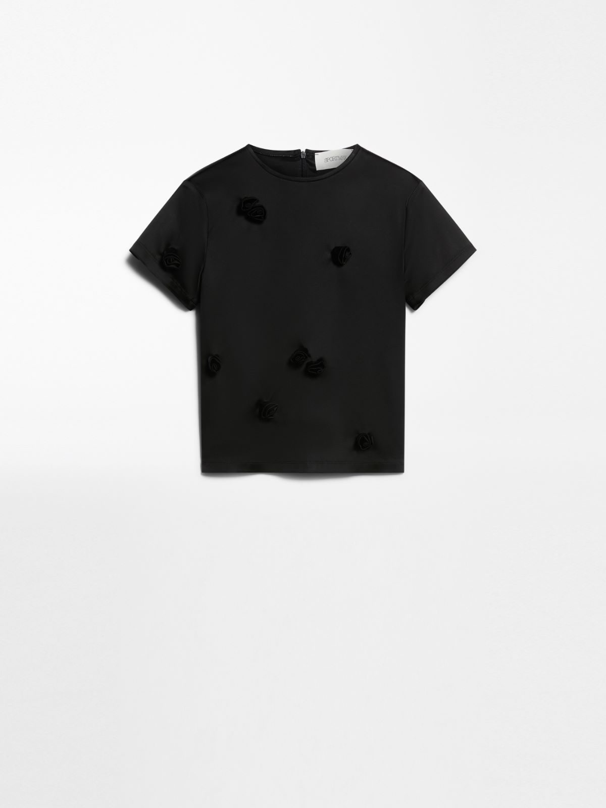 Slim-fit top with embroidered rose detail