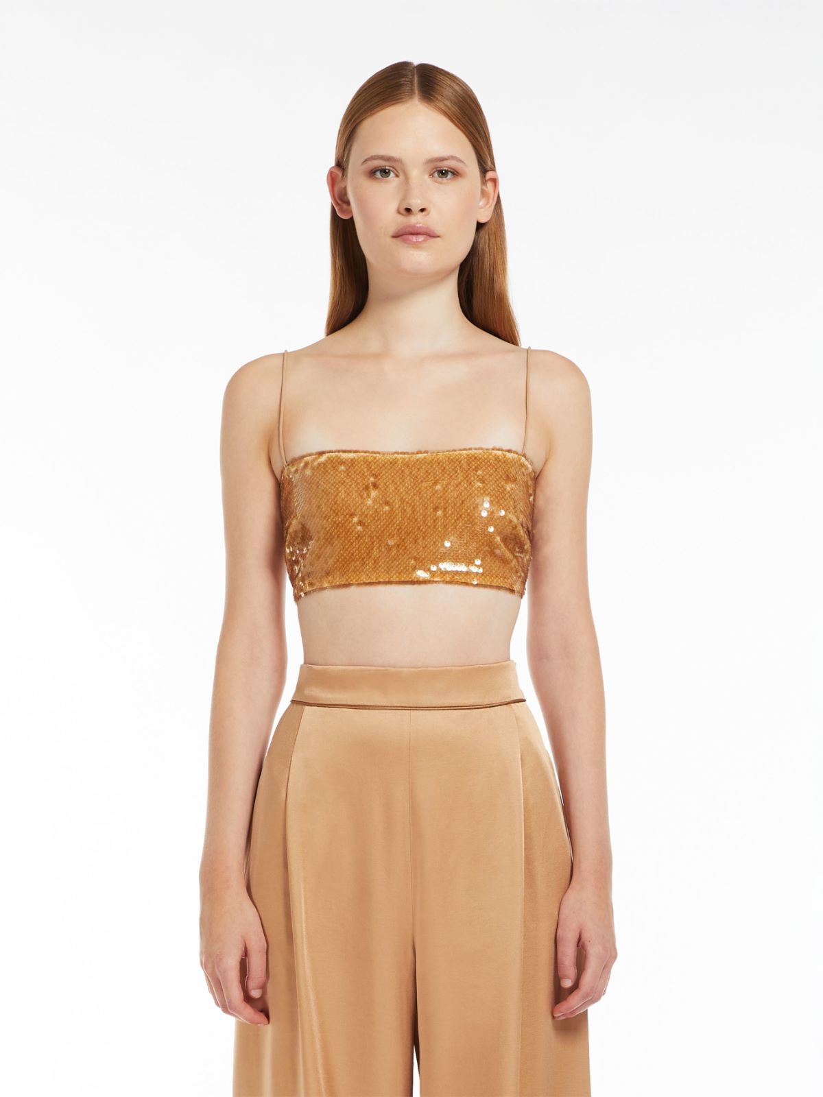 Georgette crop top with sequins