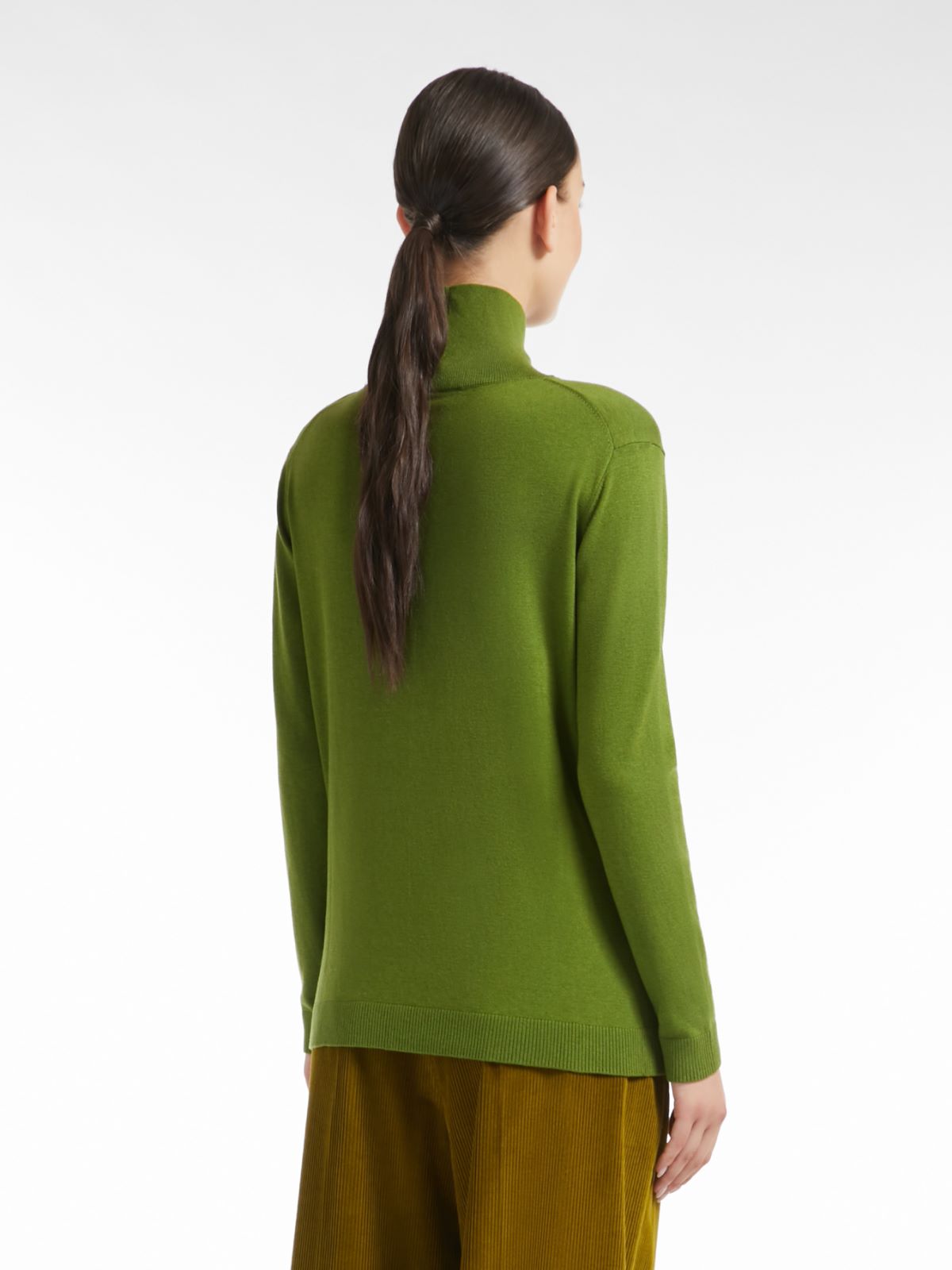 Silk and wool polo-neck sweater