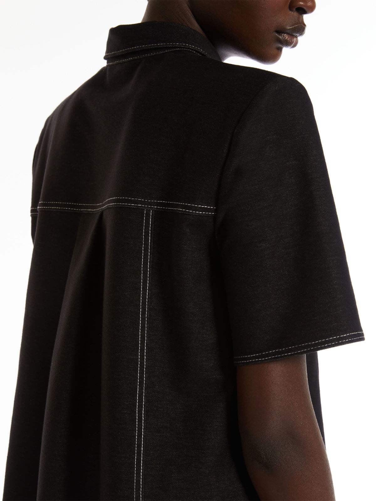 Denim-look jersey tunic-style shirt