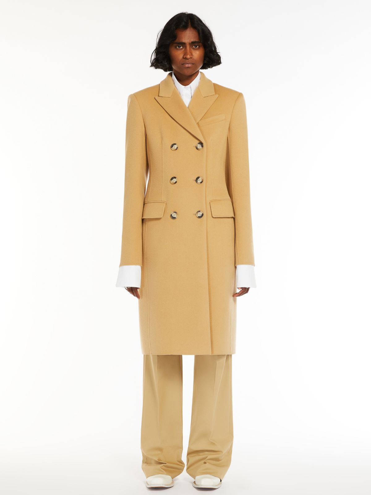 Double-breasted wool coat