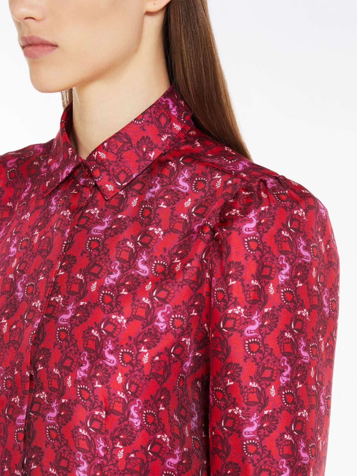 Printed silk twill shirt