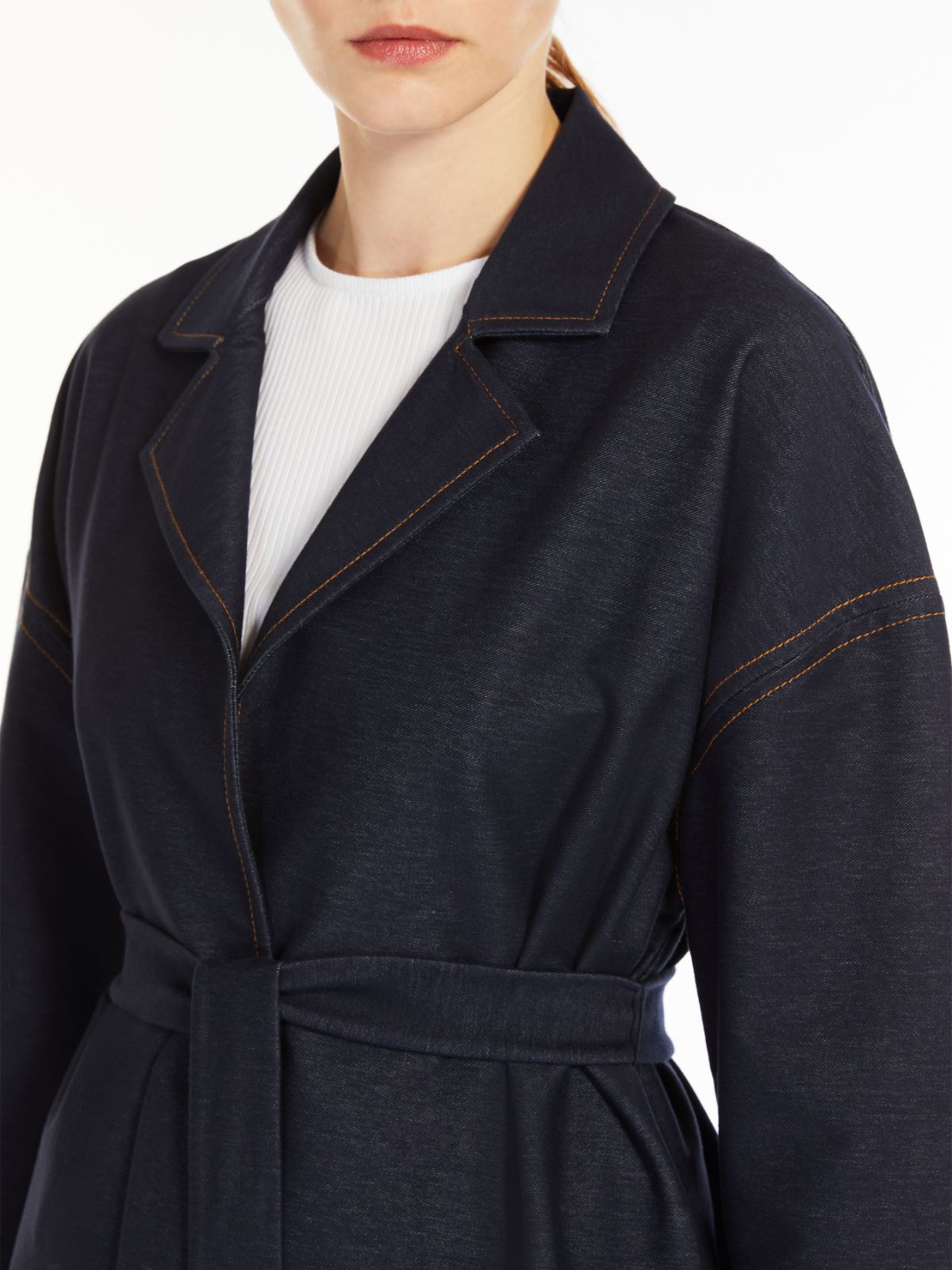 Denim-look jersey robe jacket