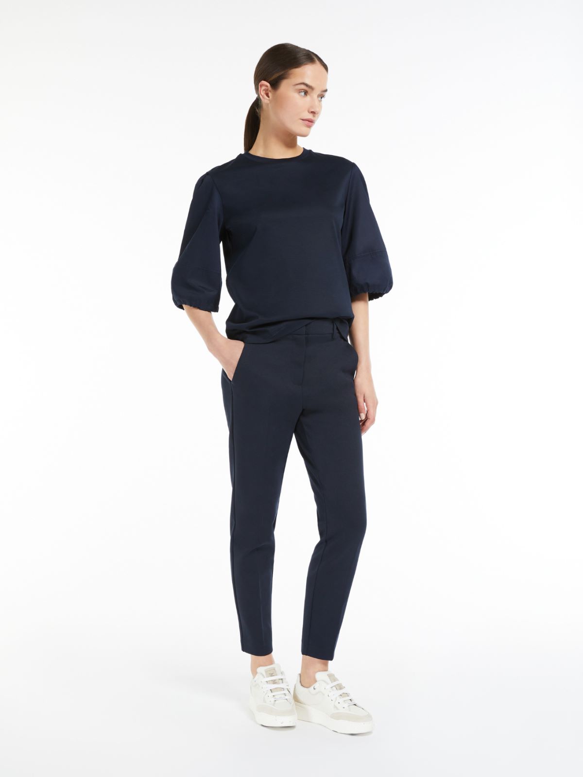 Jersey and cotton sateen T-shirt