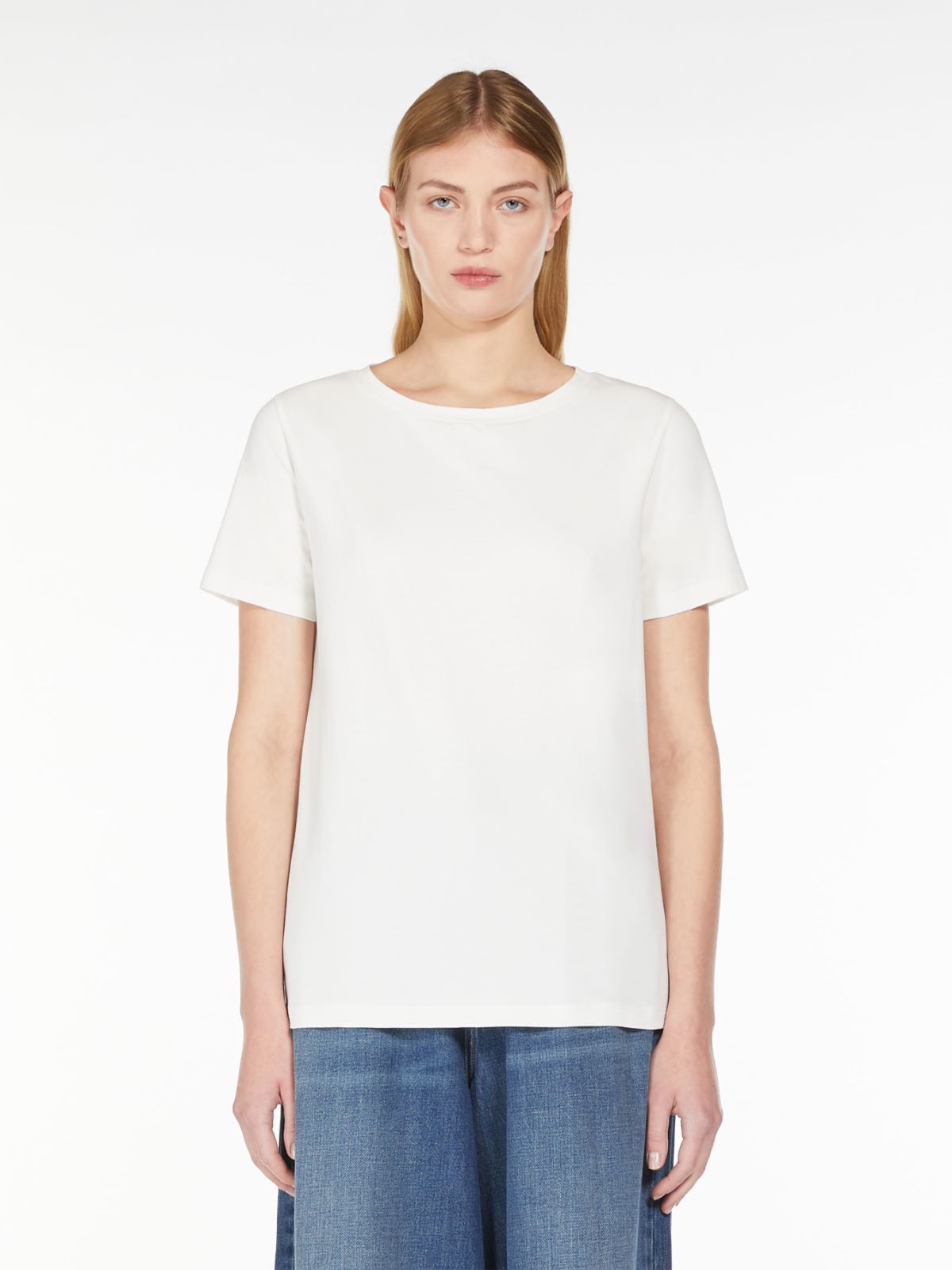 Stretch cotton basic T-shirt