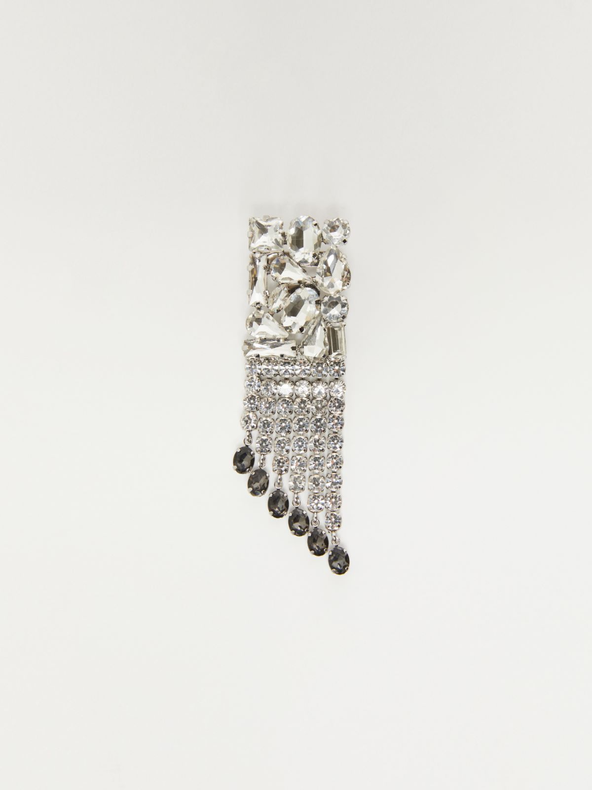 Metal and rhinestone brooch