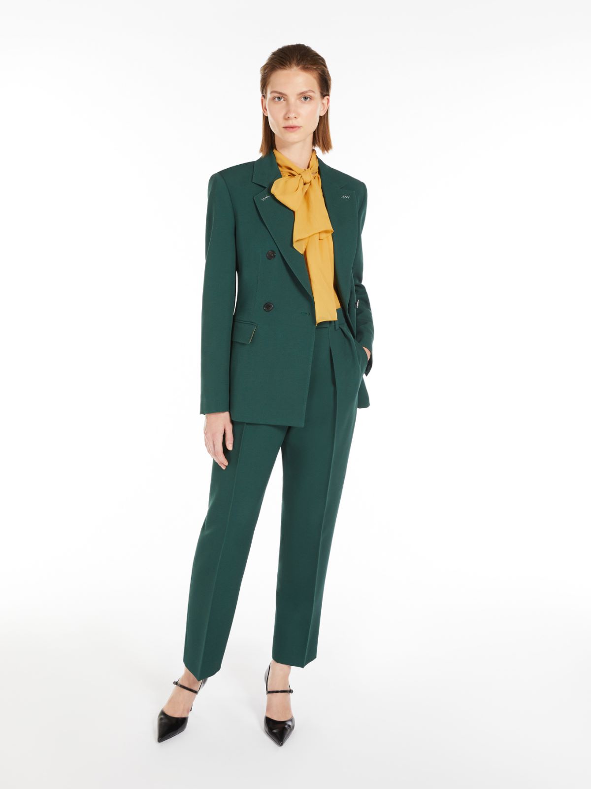 Wool and silk carrot trousers