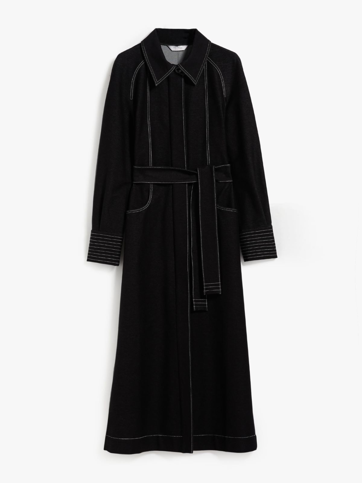 Denim-look jersey trench coat