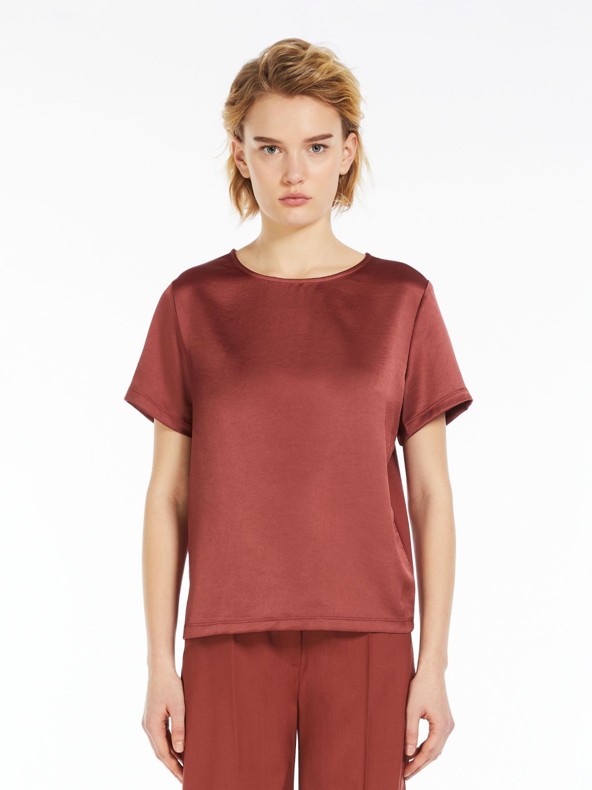 Technical satin and jersey T-shirt
