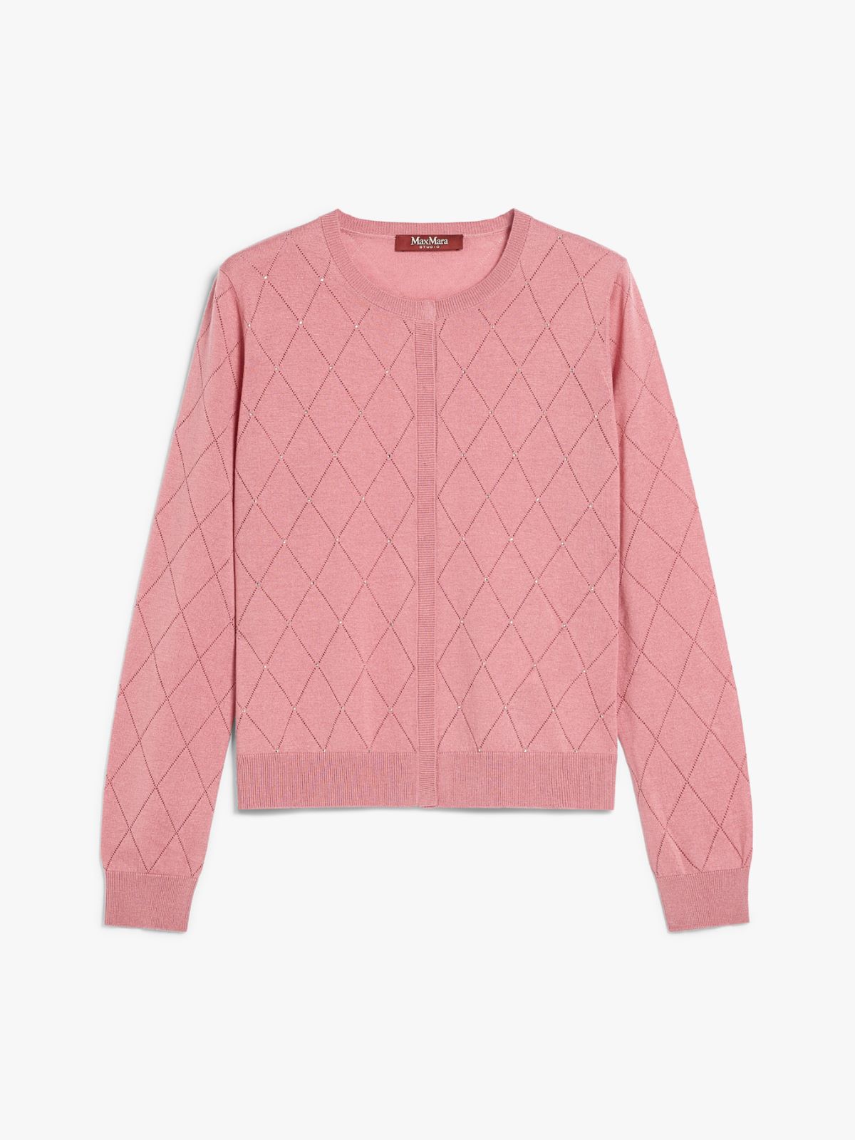 Silk and wool Argyle cardigan