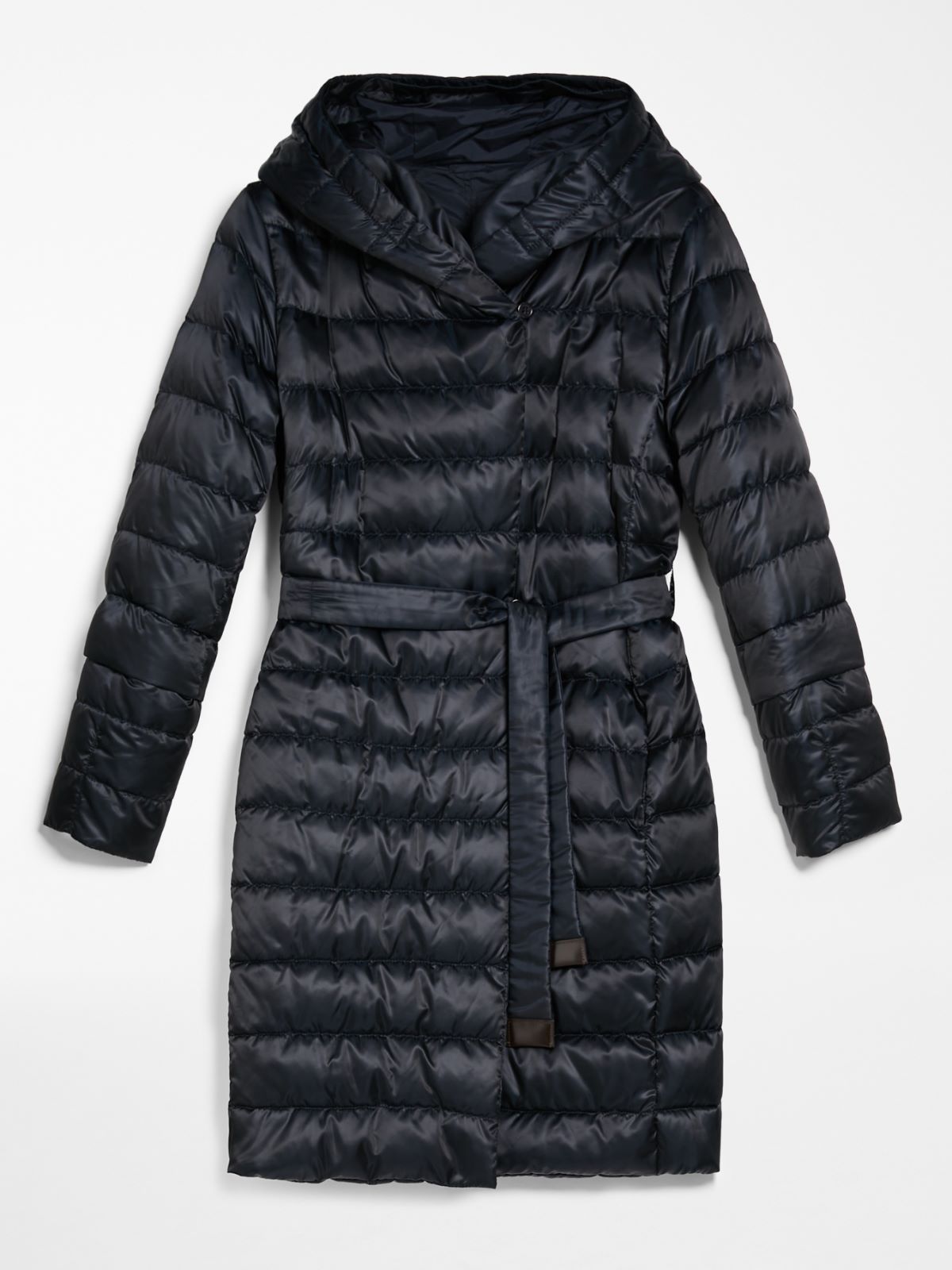 Reversible down jacket in water-repellent satin