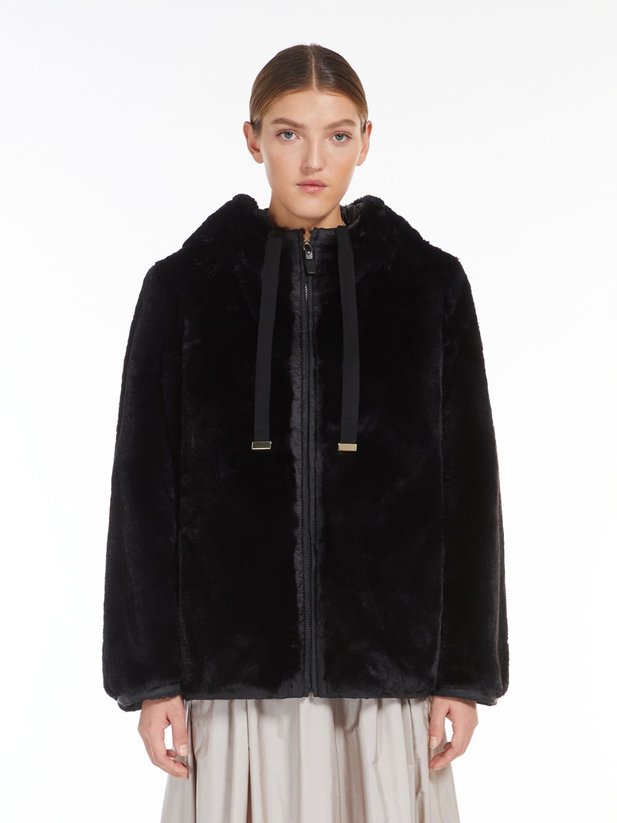 Reversible technical canvas cropped sweatshirt