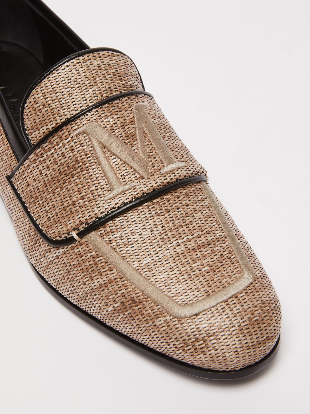 Raffia-effect fabric Penny loafers