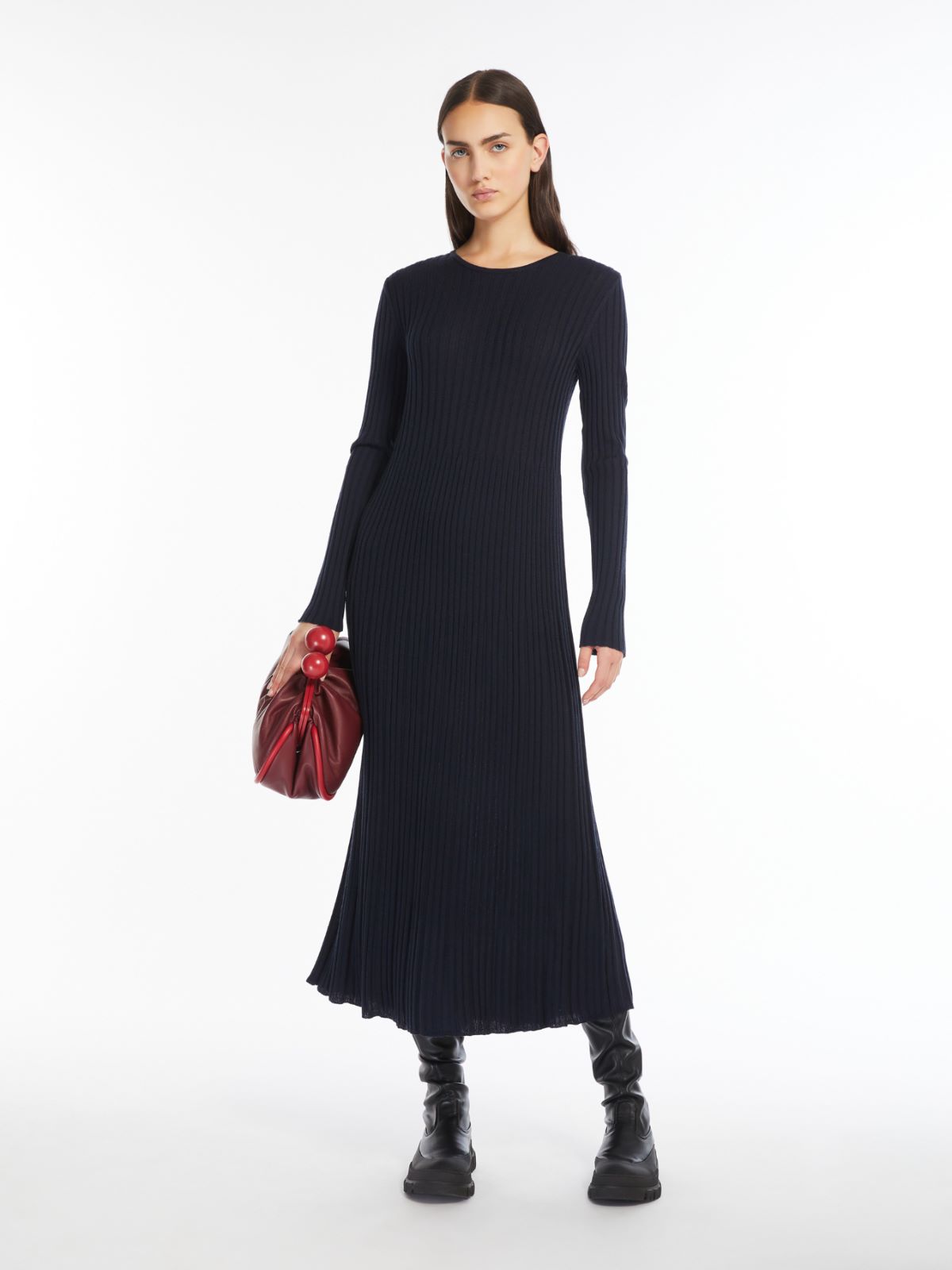 Wool blend-knit dress