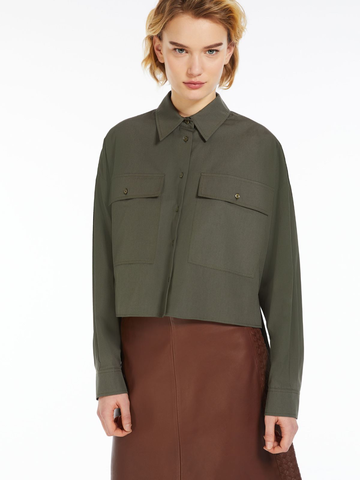 Pocket-detail poplin shirt