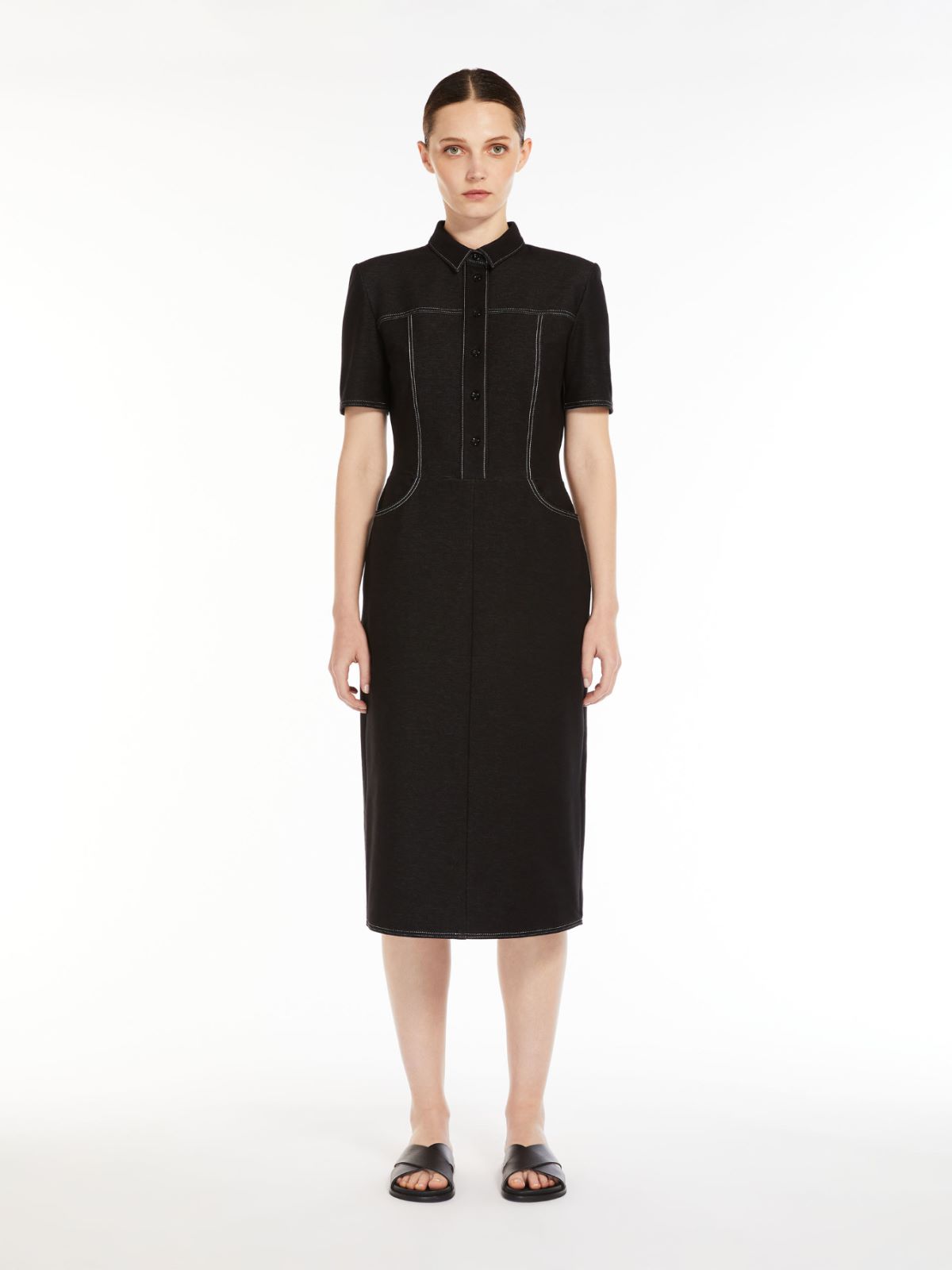 Denim-look jersey shirt dress