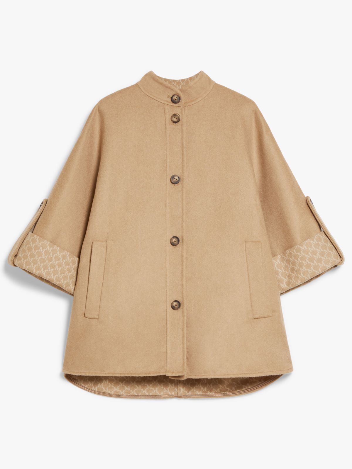 Jacquard-knit wool and cashmere cape
