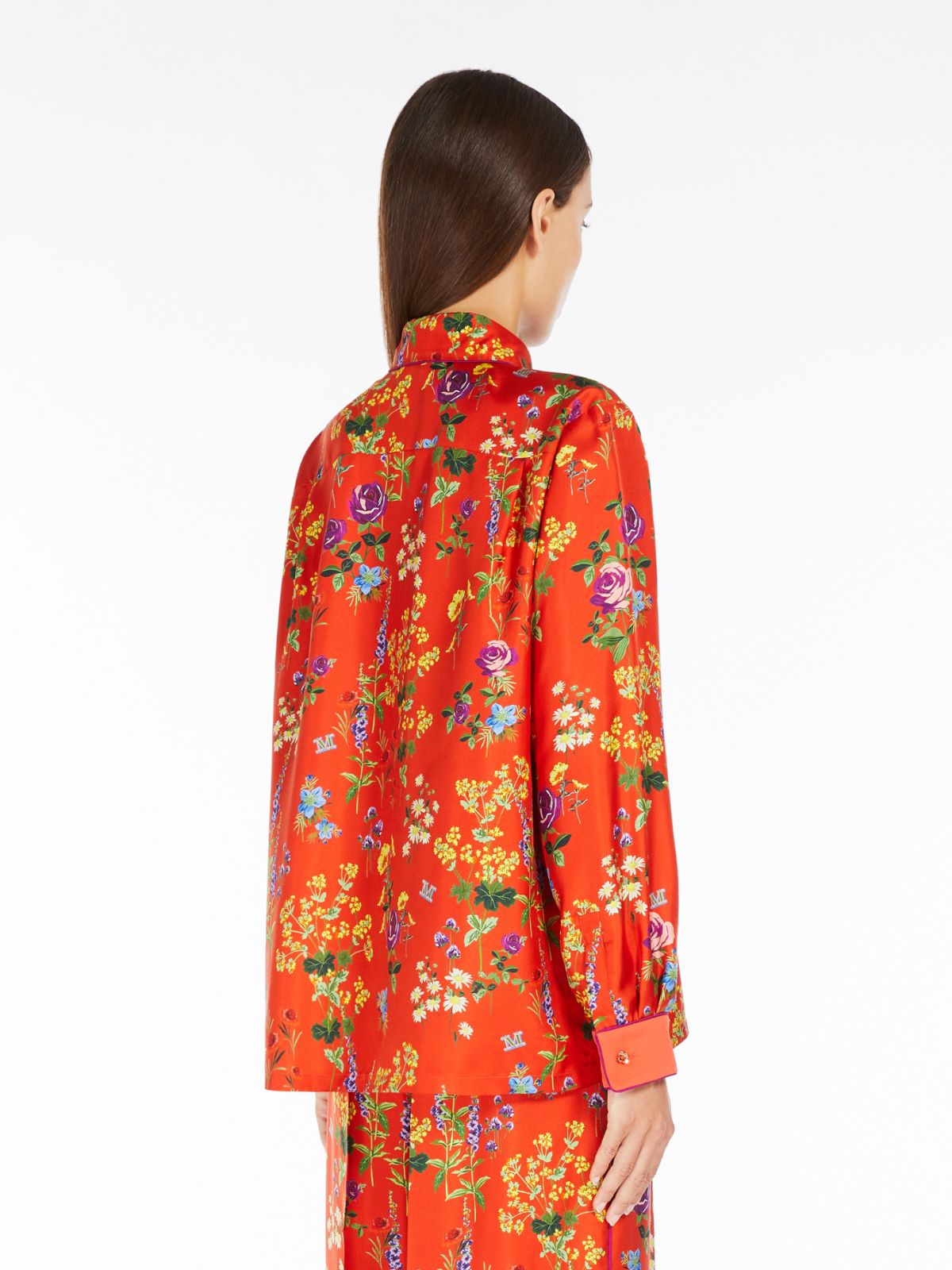 Printed silk pyjama-style shirt