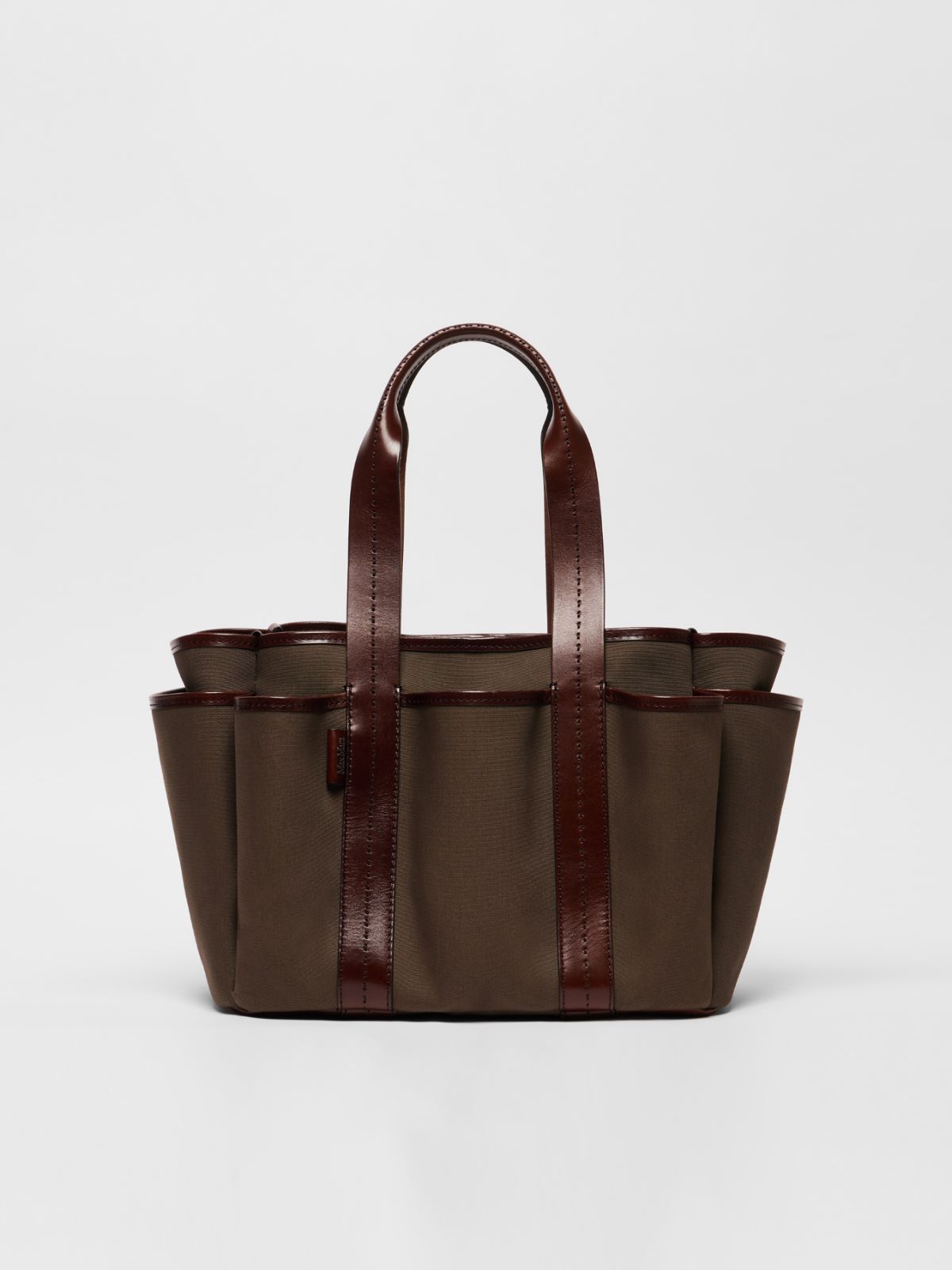 Canvas and leather Giardiniera tote bag
