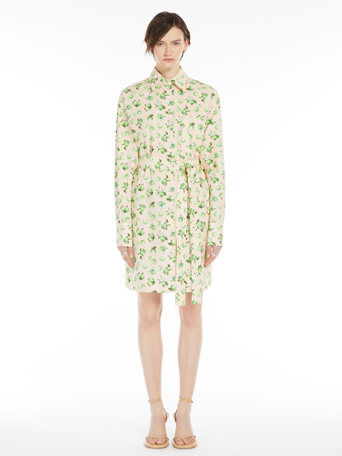 Printed poplin shirt dress