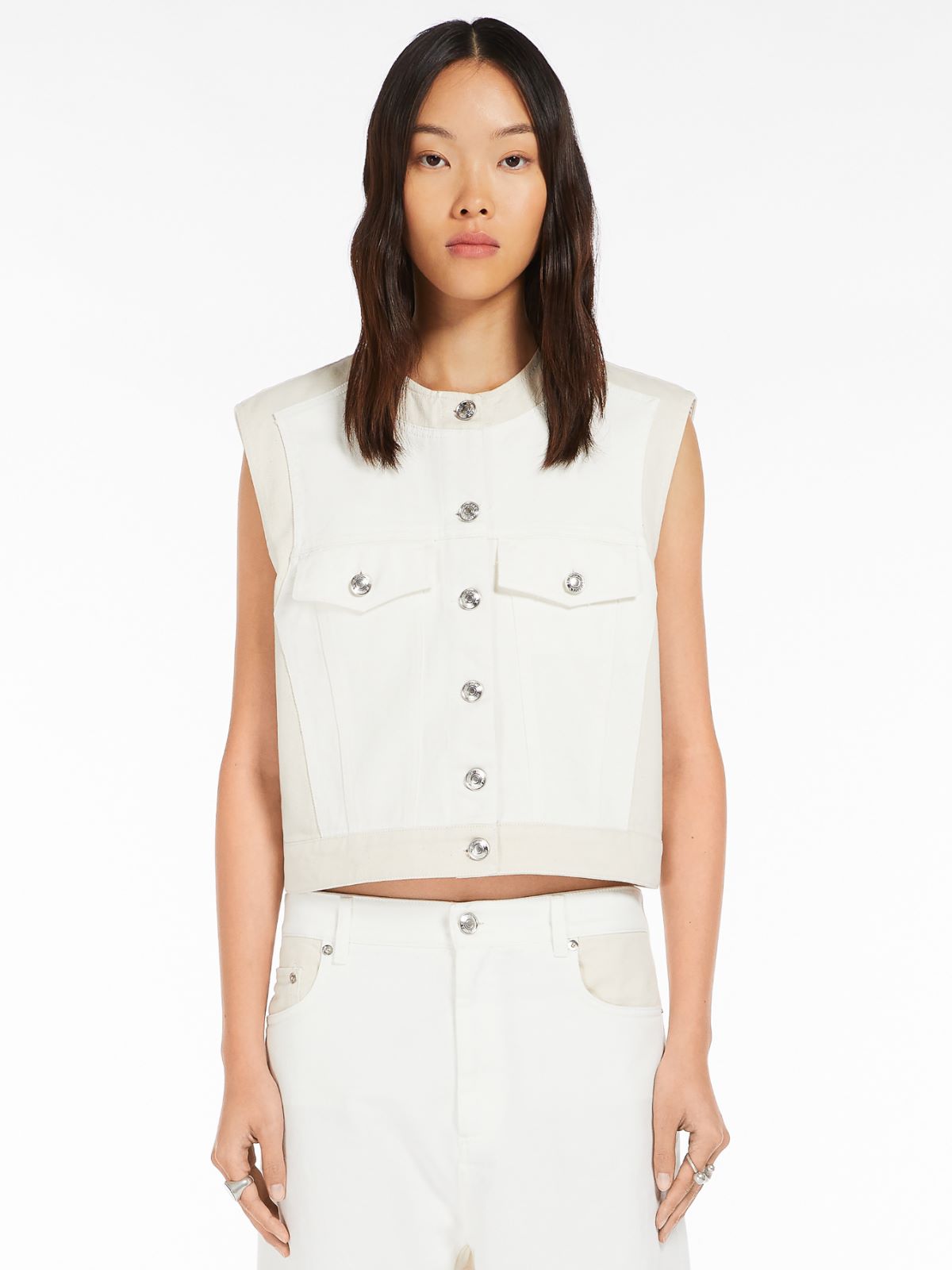 Double-colour denim waistcoat