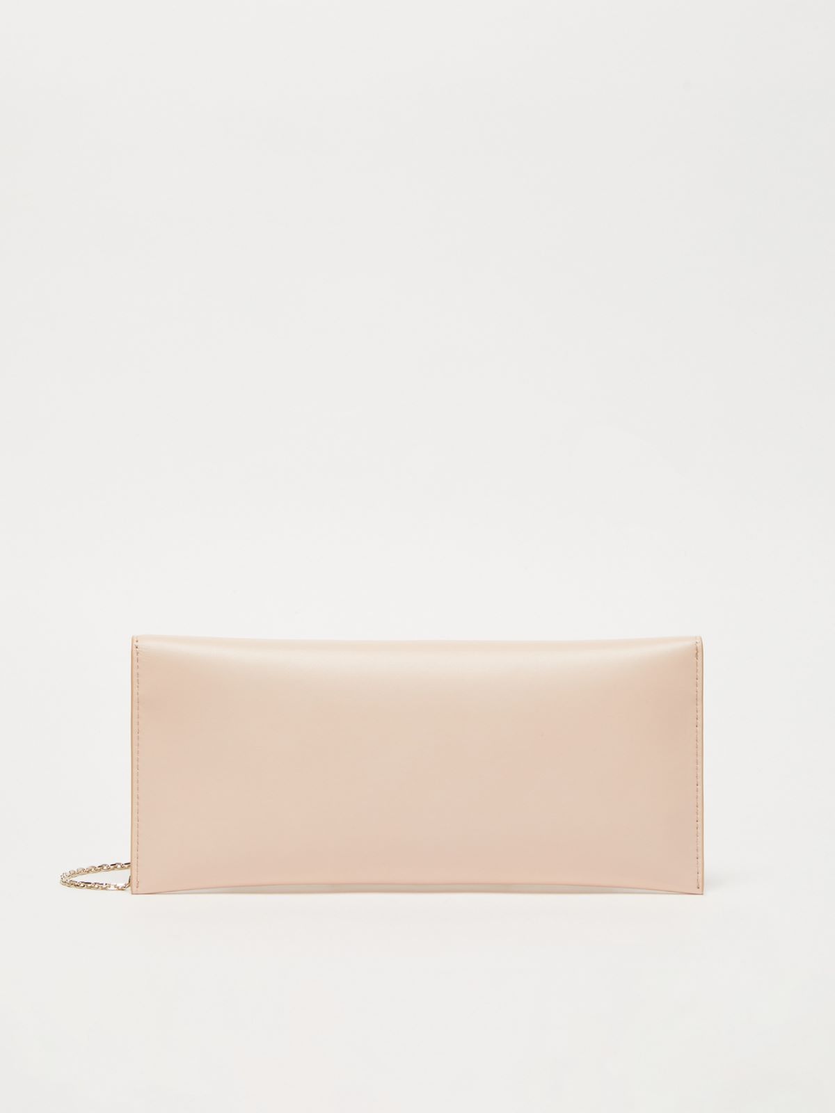 Smooth semi-gloss leather clutch bag