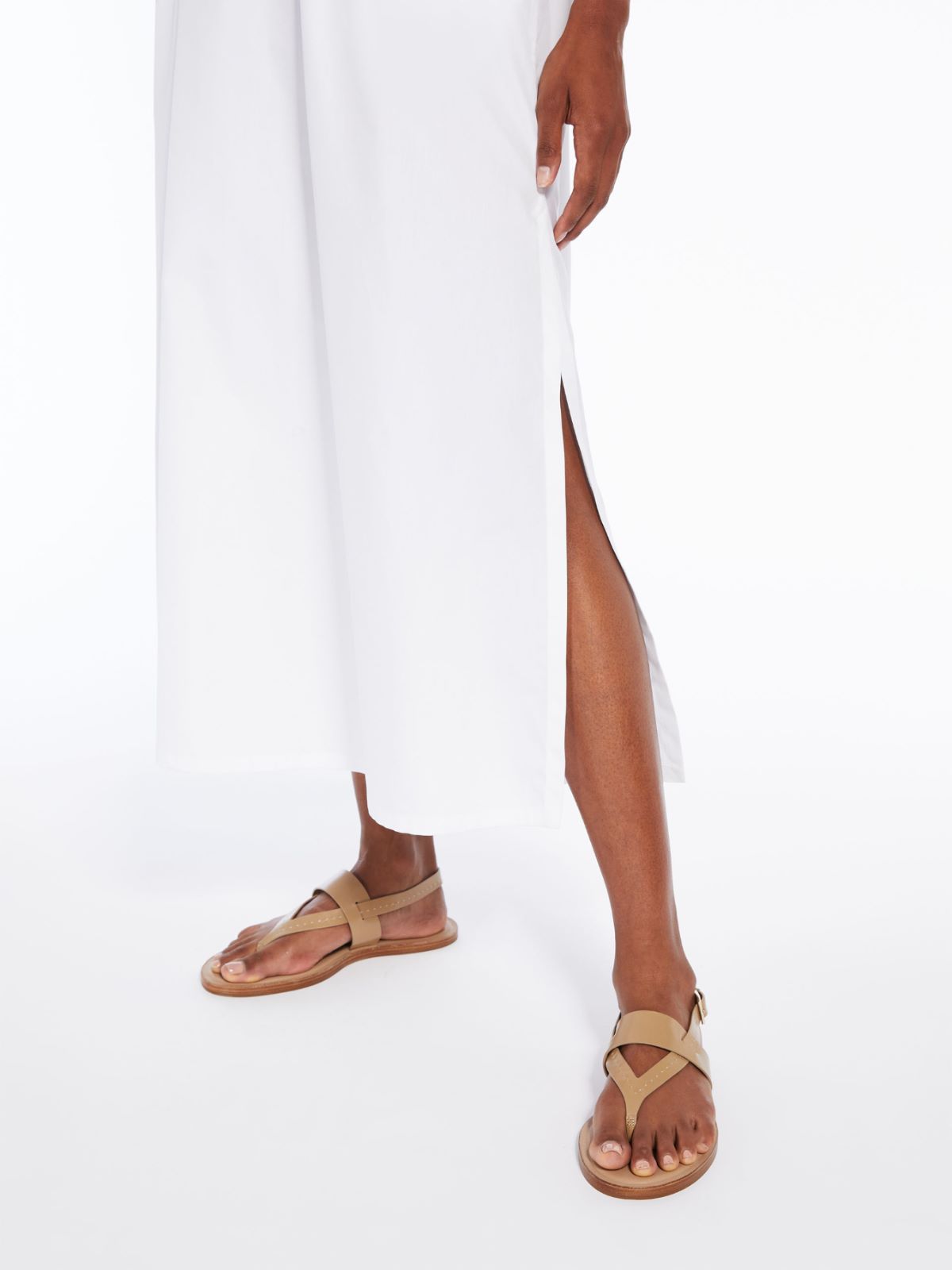 Cotton and silk dress with drawstring